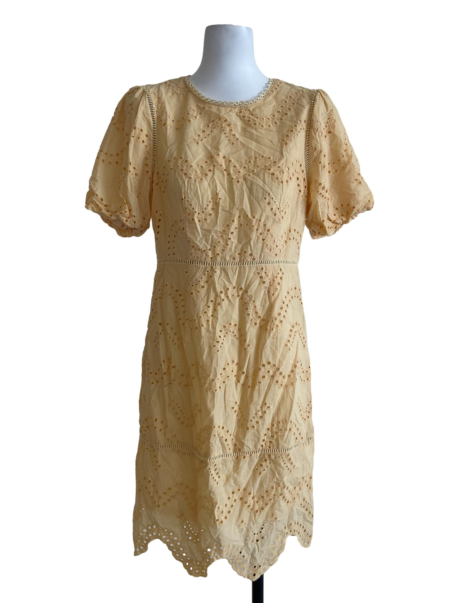 Yellow Cotton Eyelet Dress
