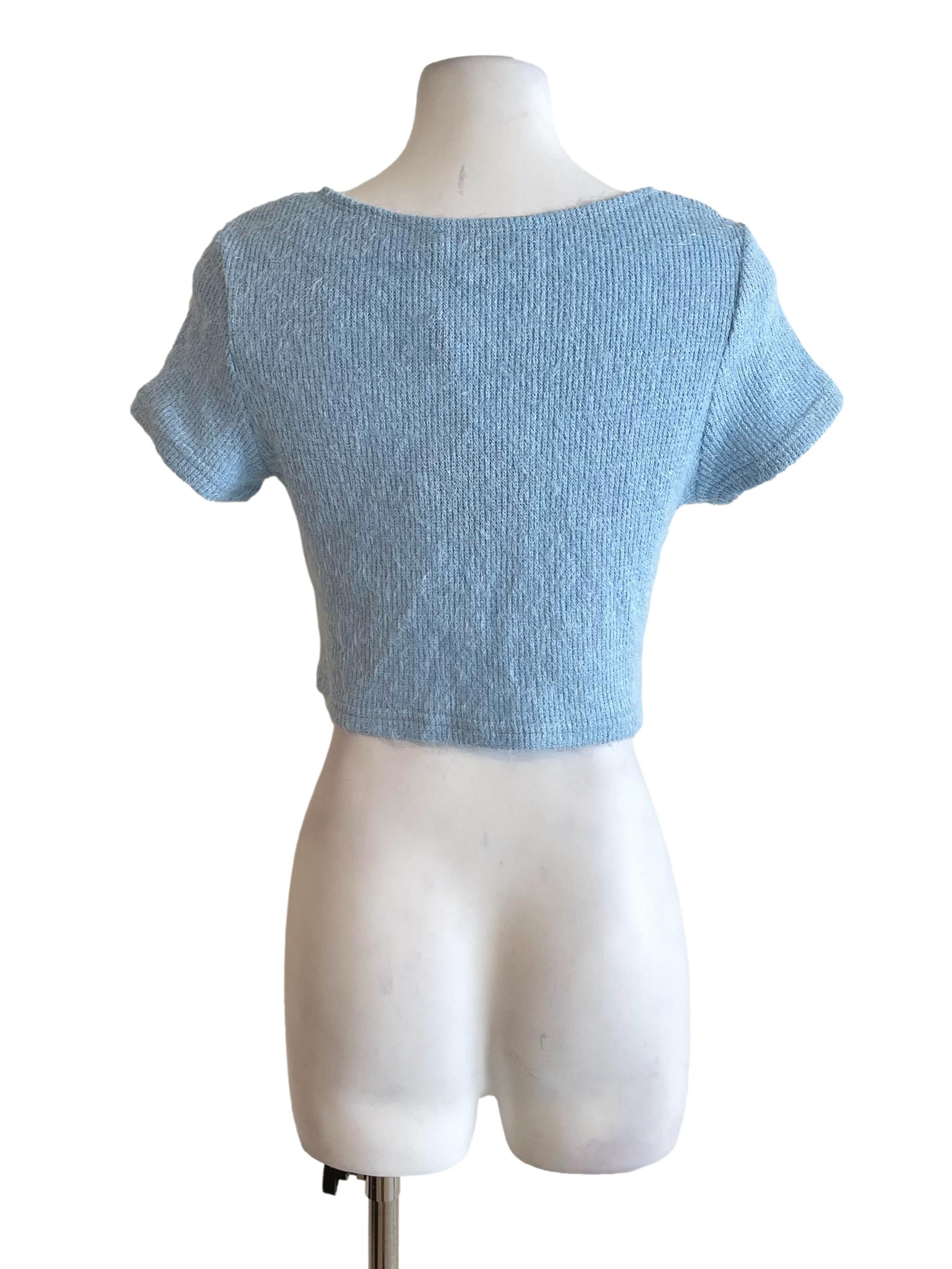 Baby Blue Fuzzy Knit Top