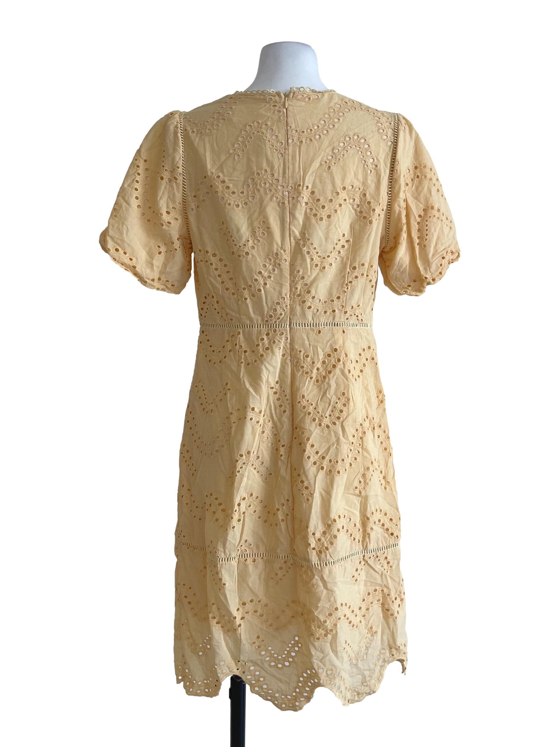 Yellow Cotton Eyelet Dress