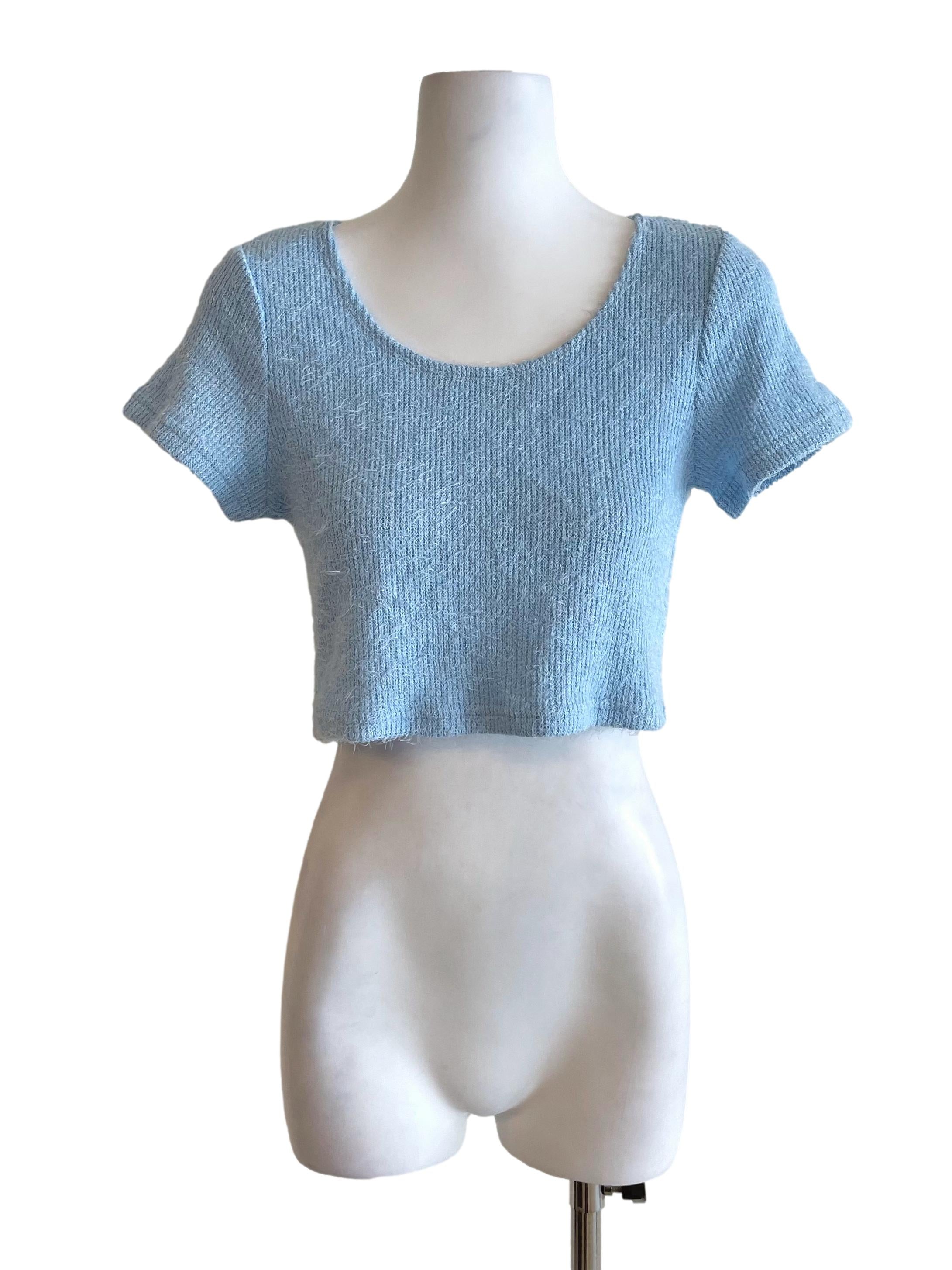 Baby Blue Fuzzy Knit Top