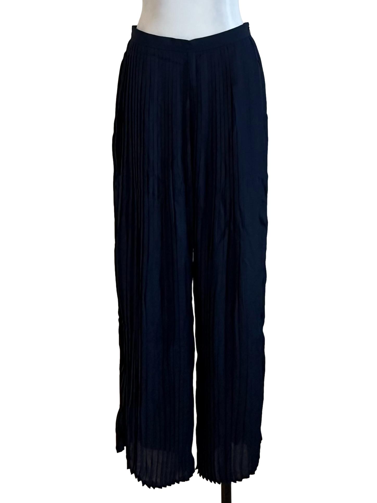 Navy Blue Pleated Pant
