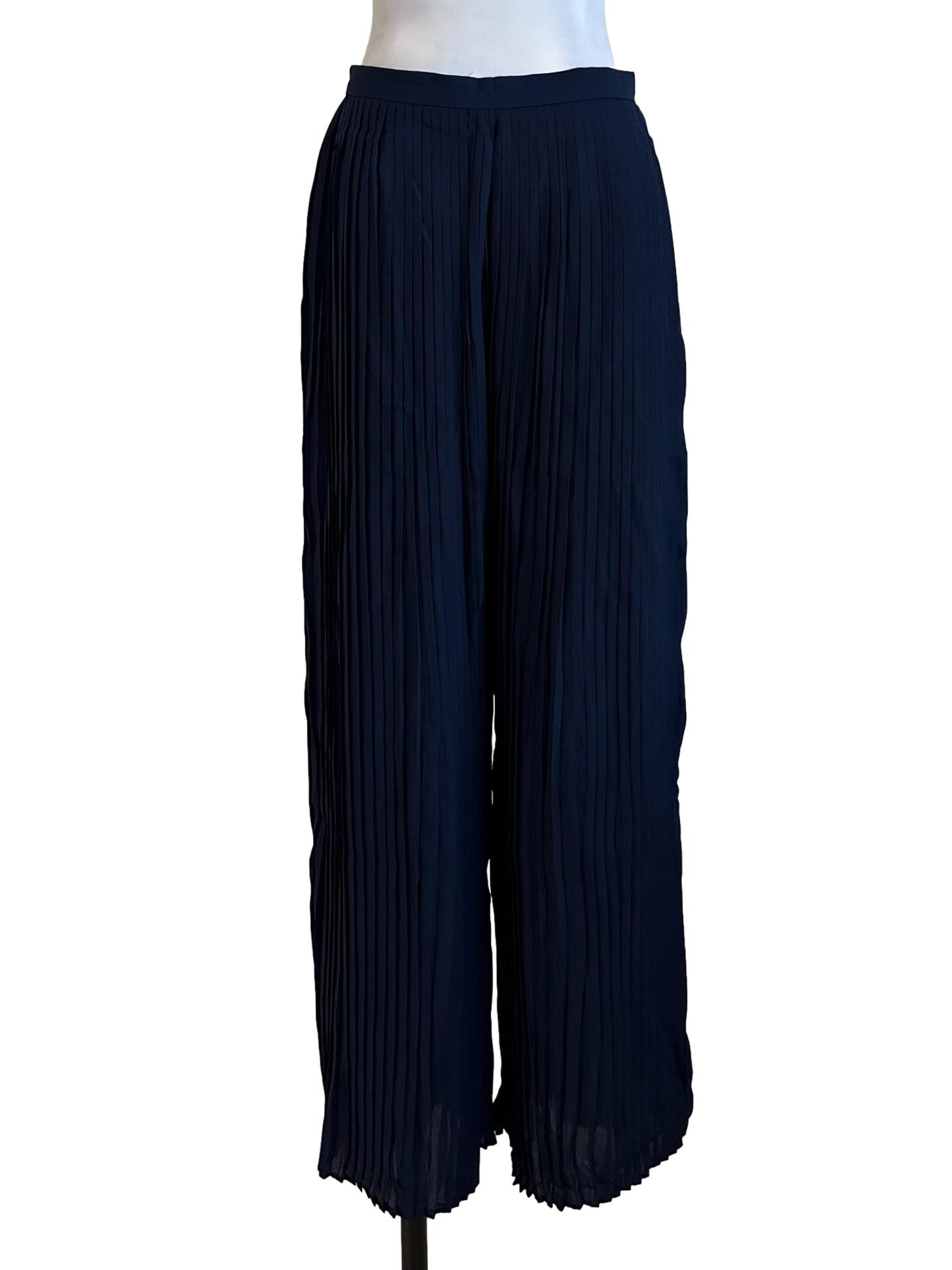Navy Blue Pleated Pant