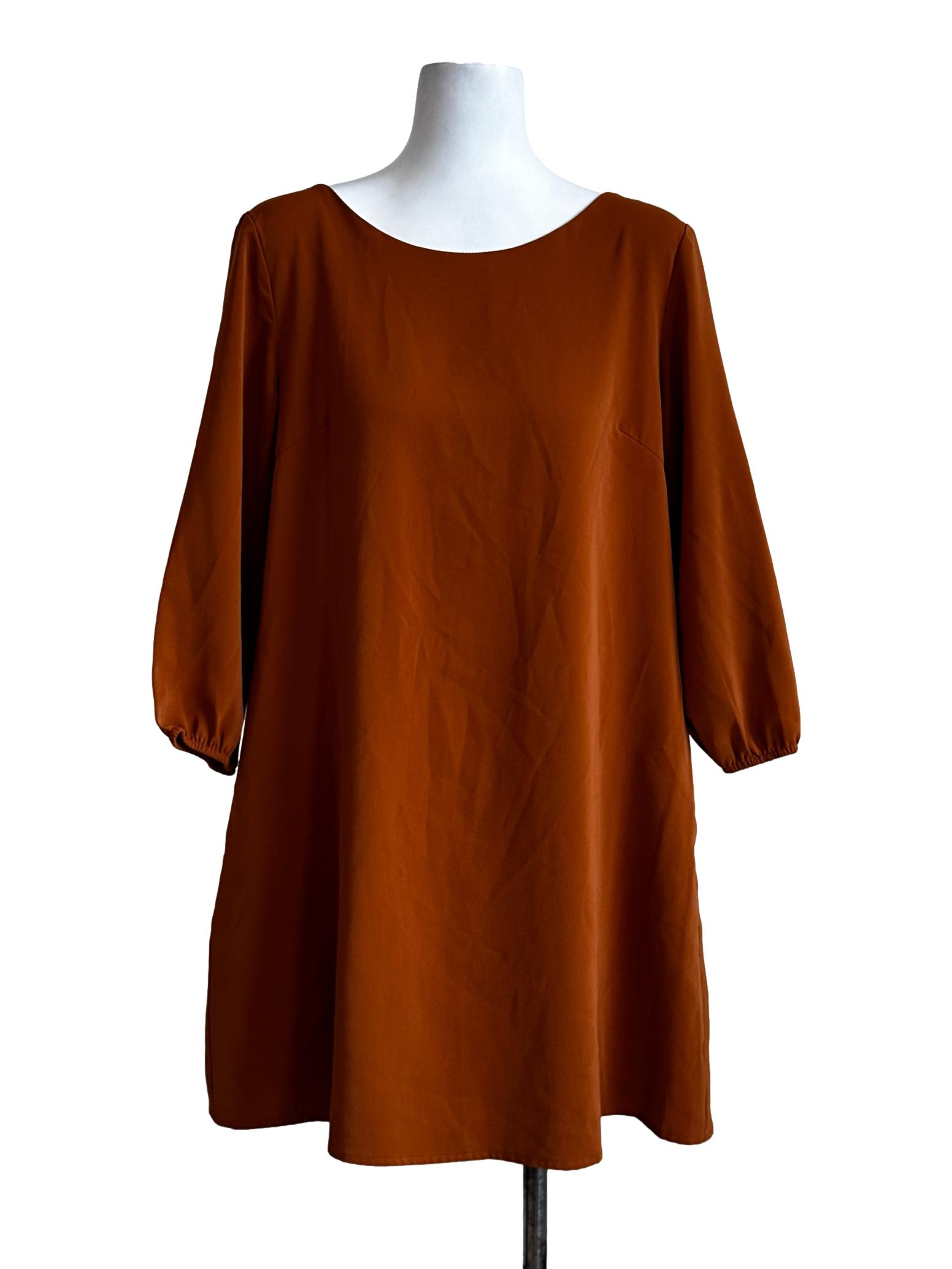 Tiger Orange Plain Mini Dress LB