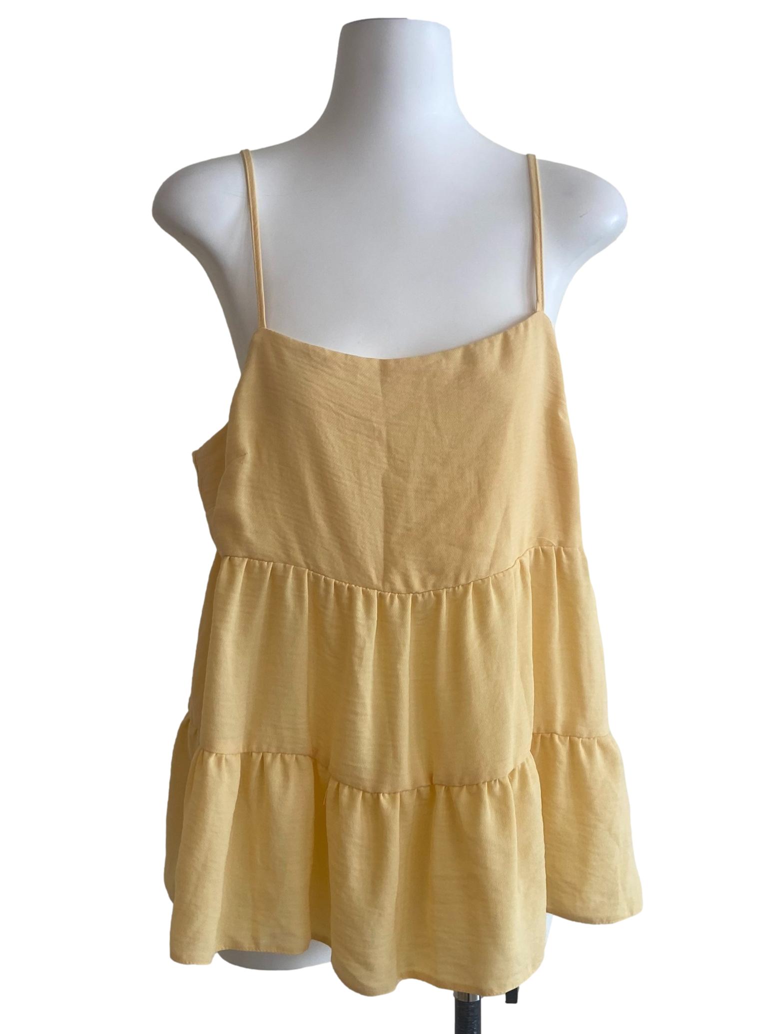 Blonde Yellow Spaghetti Straps Layered Top