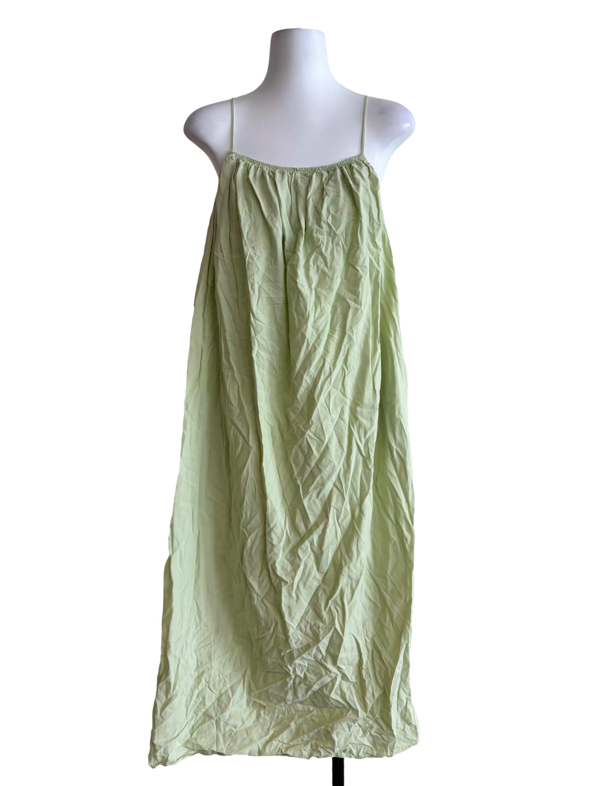 Pastel Green Spaghetti Strap Cotton Dress