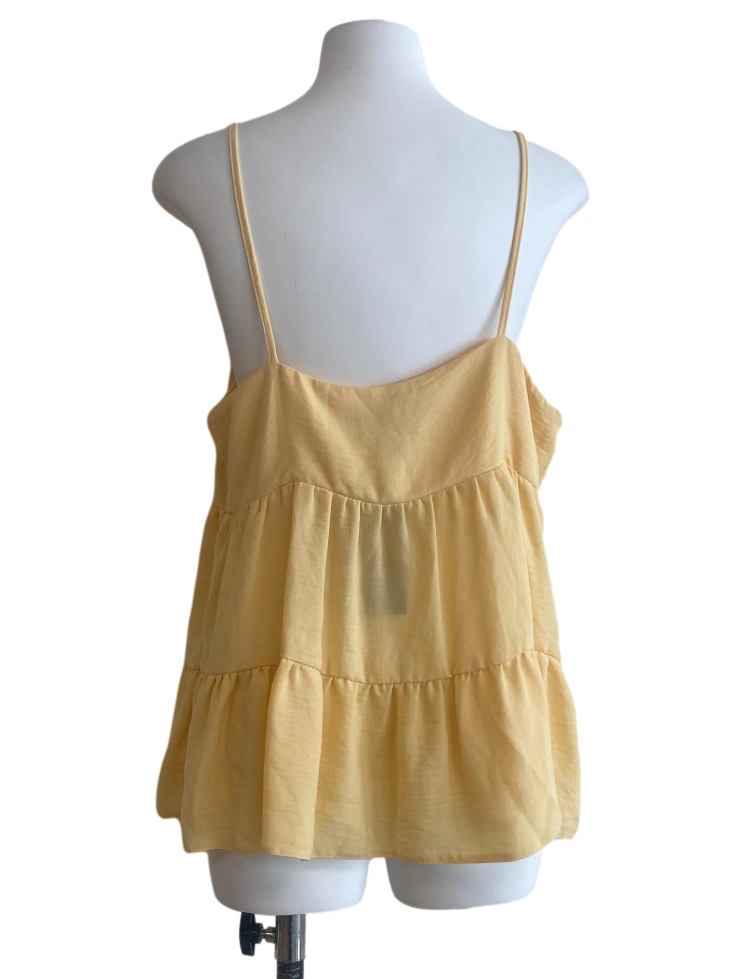 Blonde Yellow Spaghetti Straps Layered Top