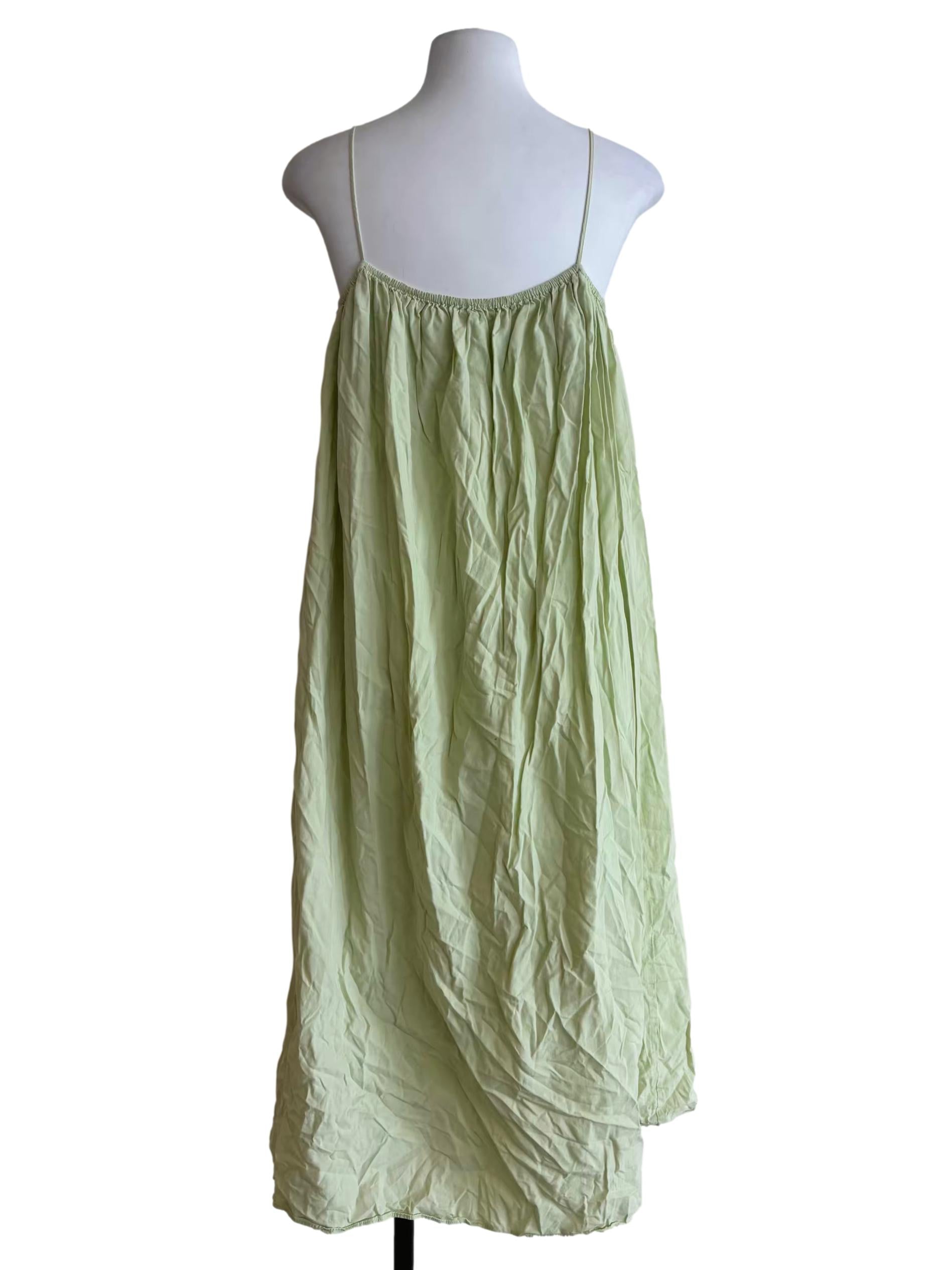 Pastel Green Spaghetti Strap Cotton Dress
