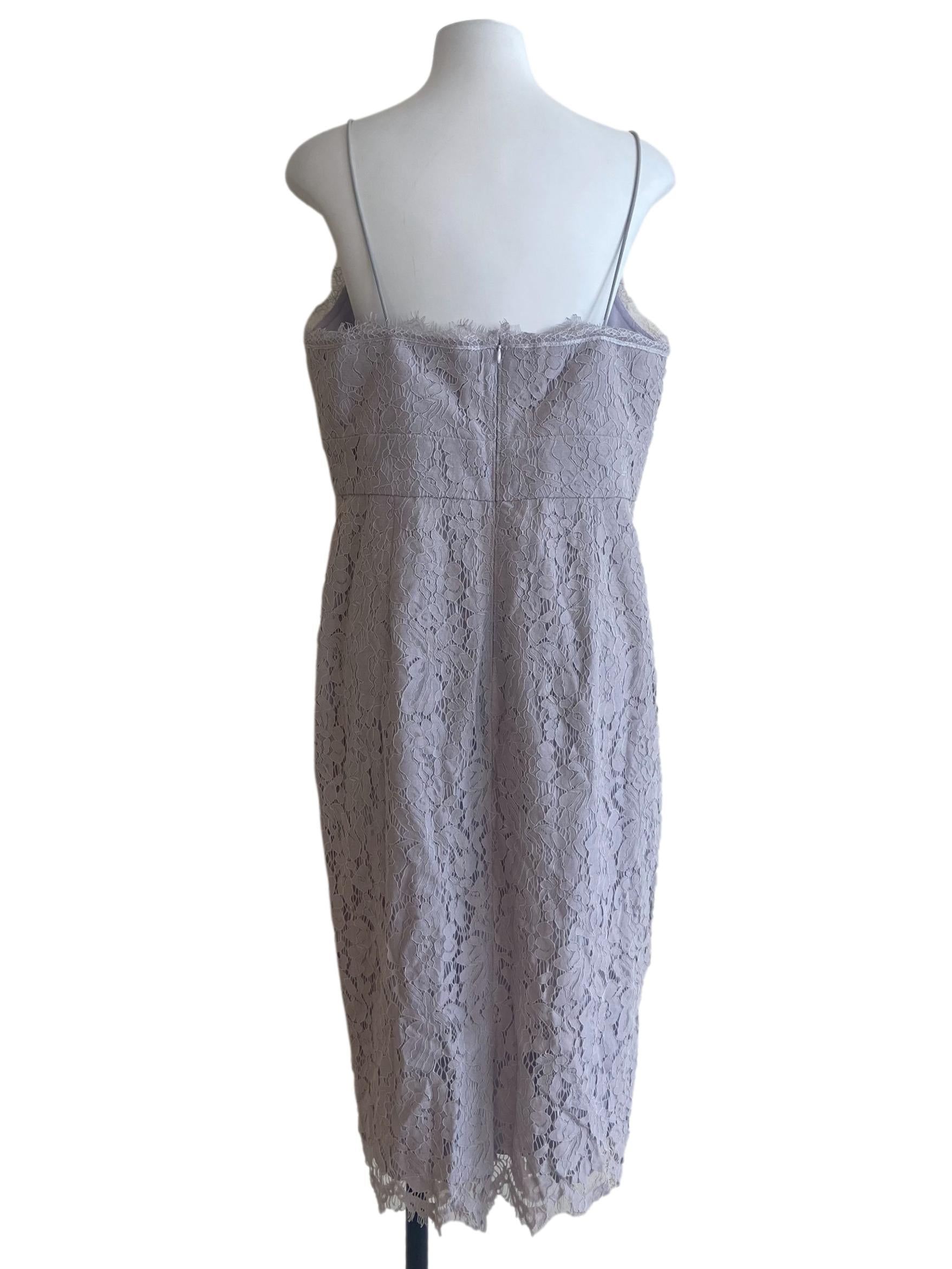 Cloud  Grey Floral Lace Slit Dress
