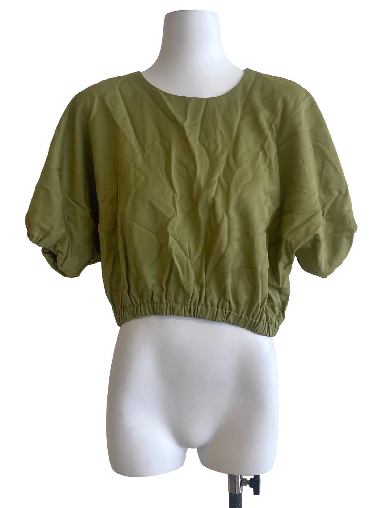 Chartreuse Green Batwing Crop Top