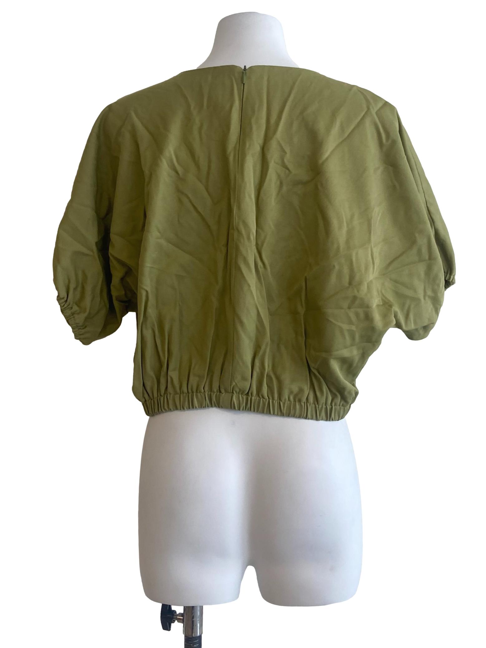 Chartreuse Green Batwing Crop Top