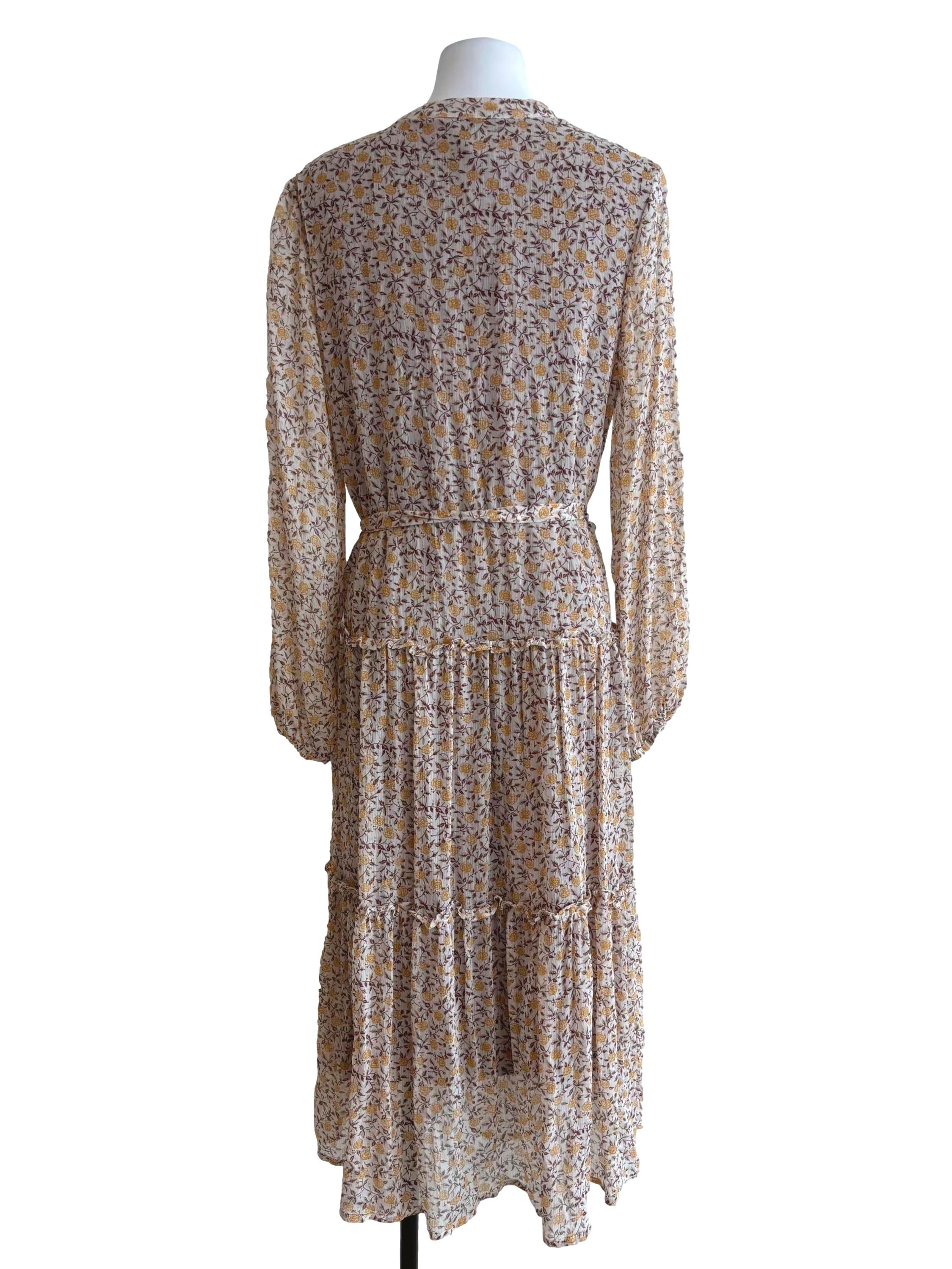 Sepia Brown Floral Tier Dress