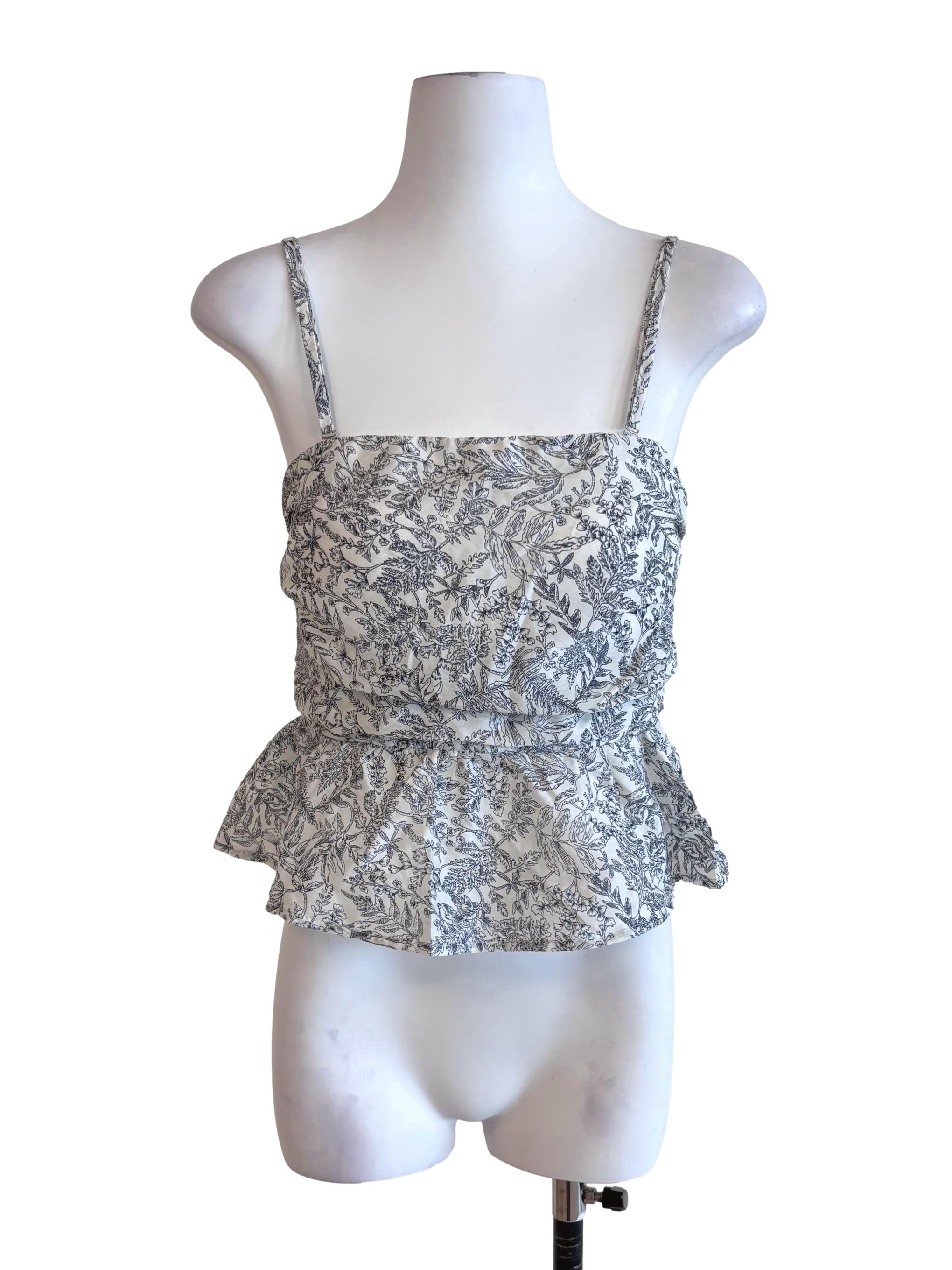 White Prints Peplum Top TTR