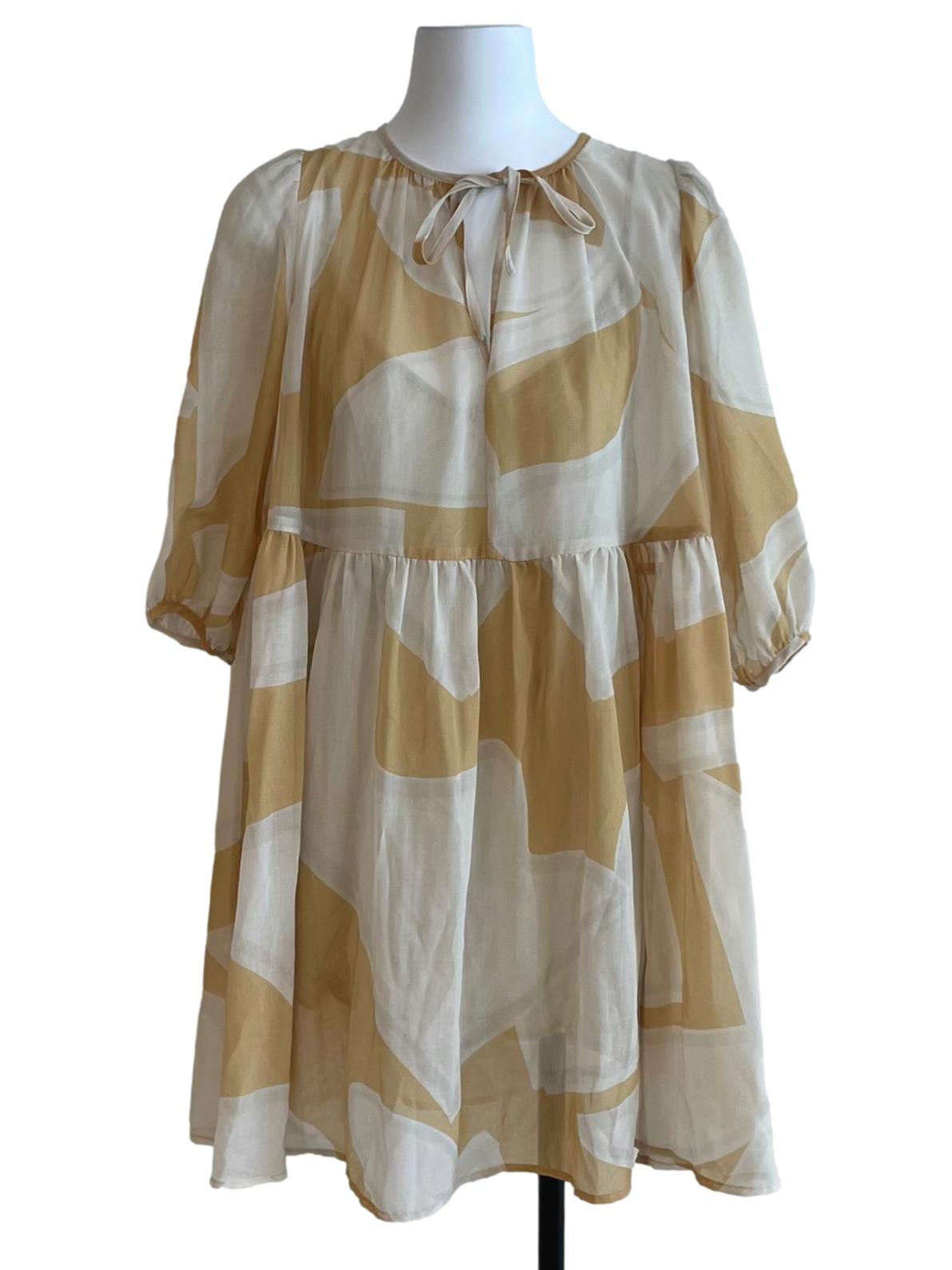 Dialogue Puff-Sleeve Shift Dress OSN