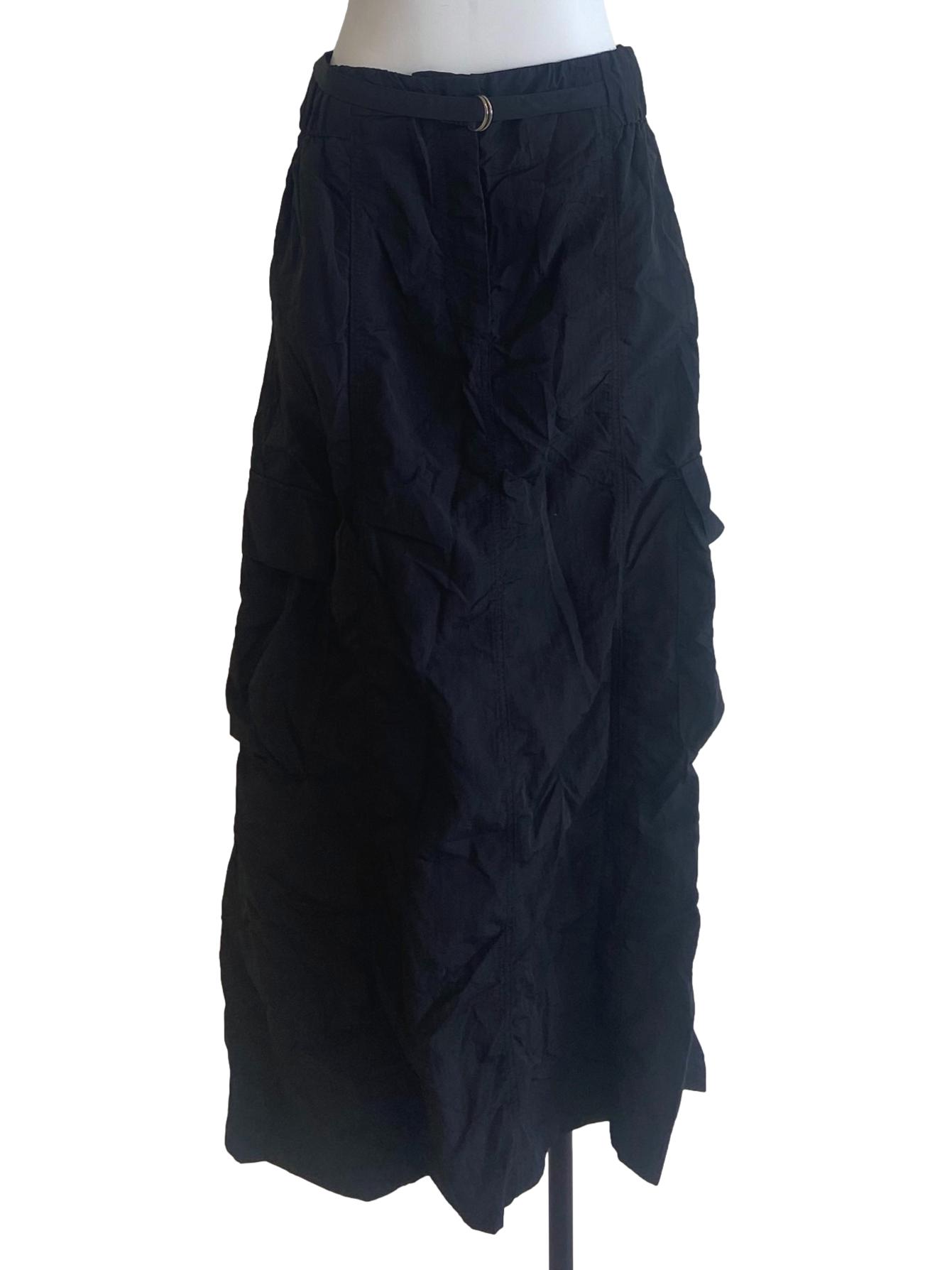 Black Cargo Belted Skirt