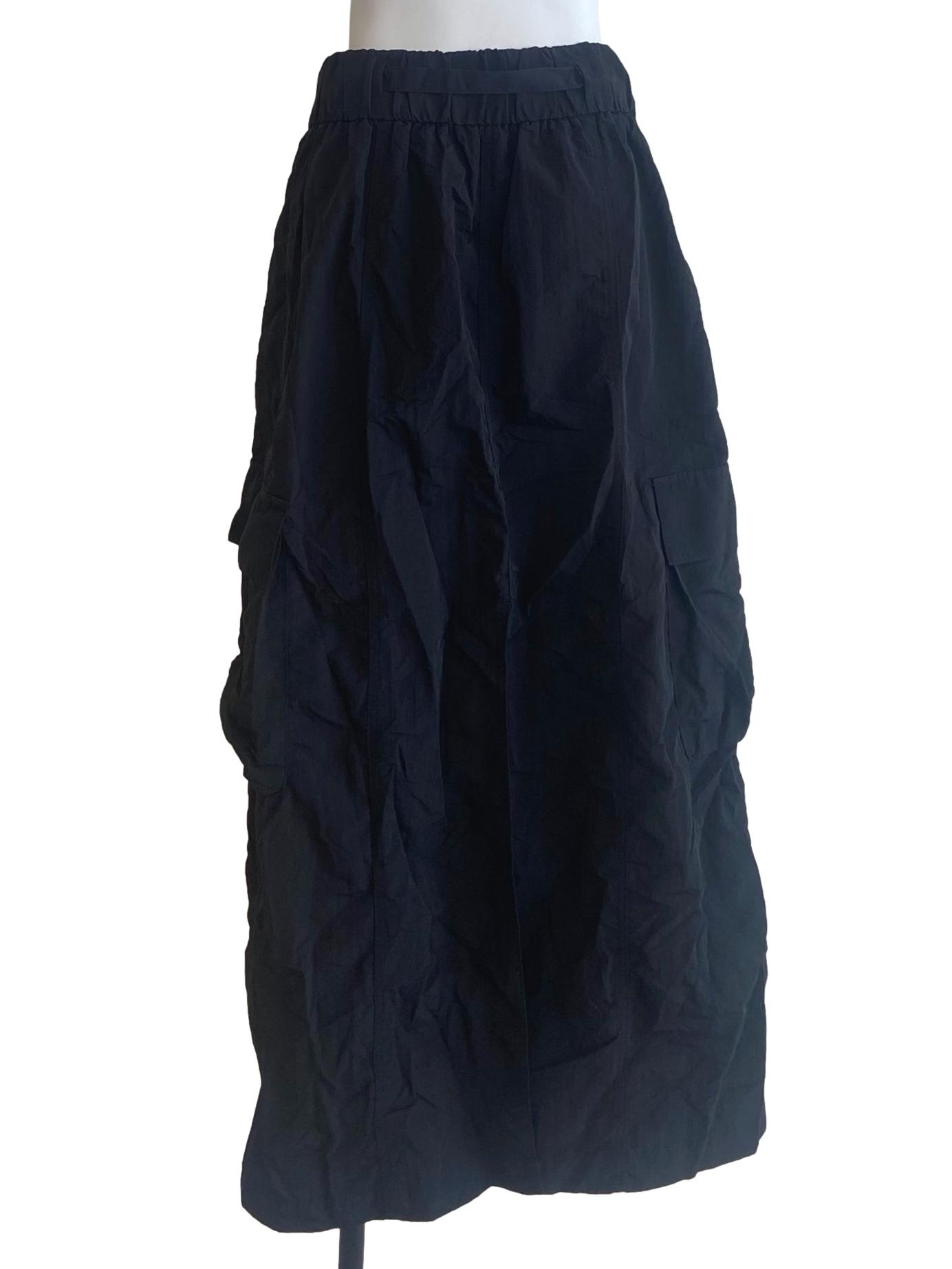 Black Cargo Belted Skirt