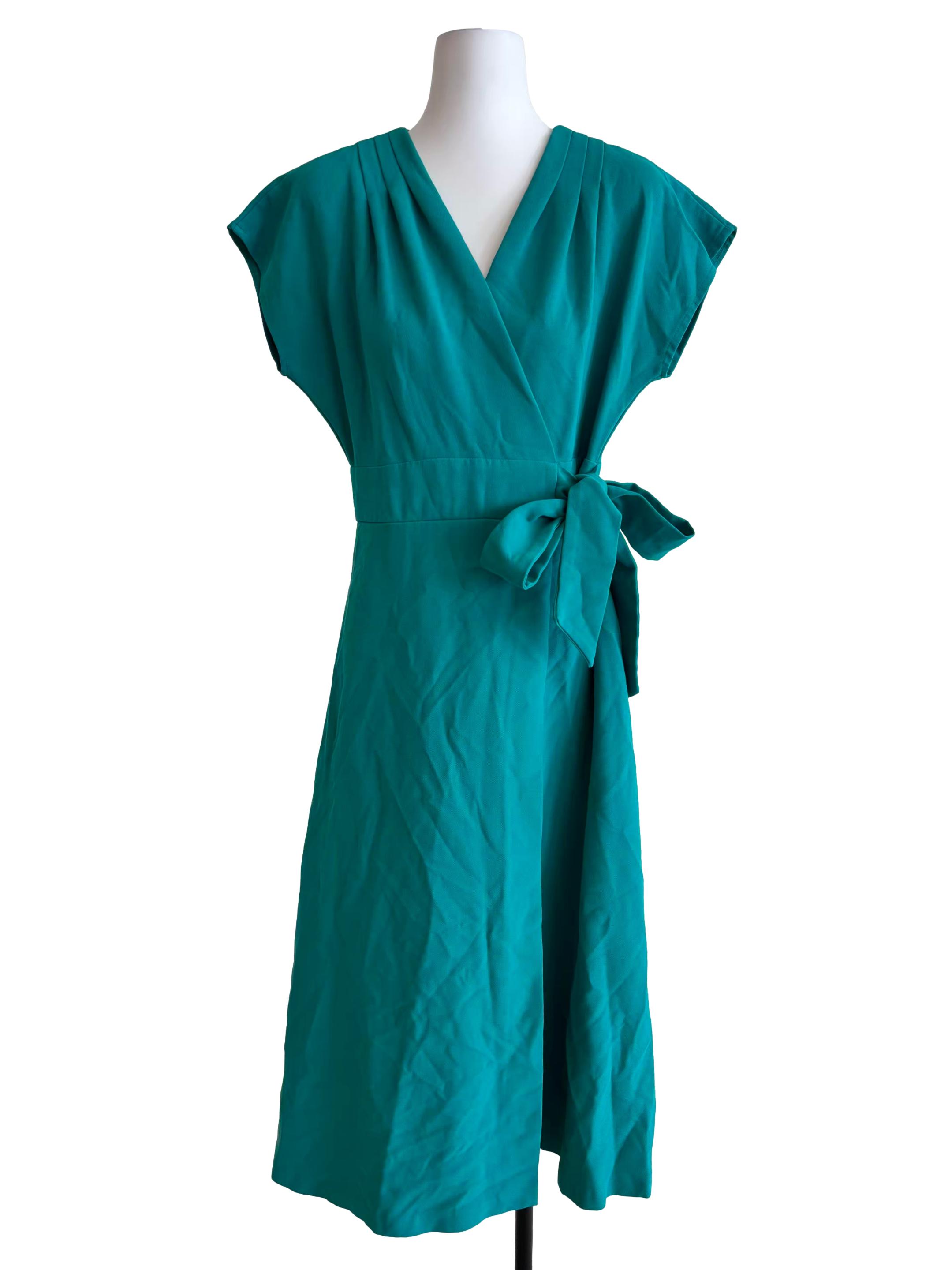 Turquoise Green Batwing Wrap Dress