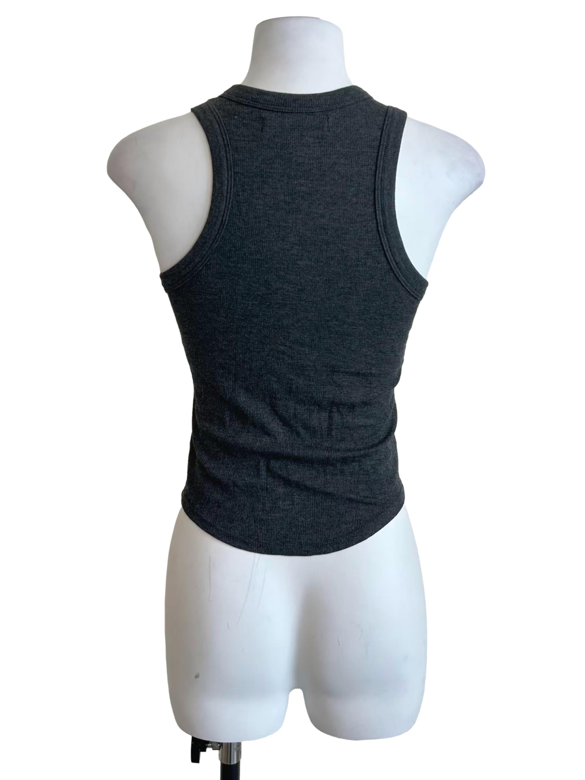 Dark Grey High Neck Ribbed Tank