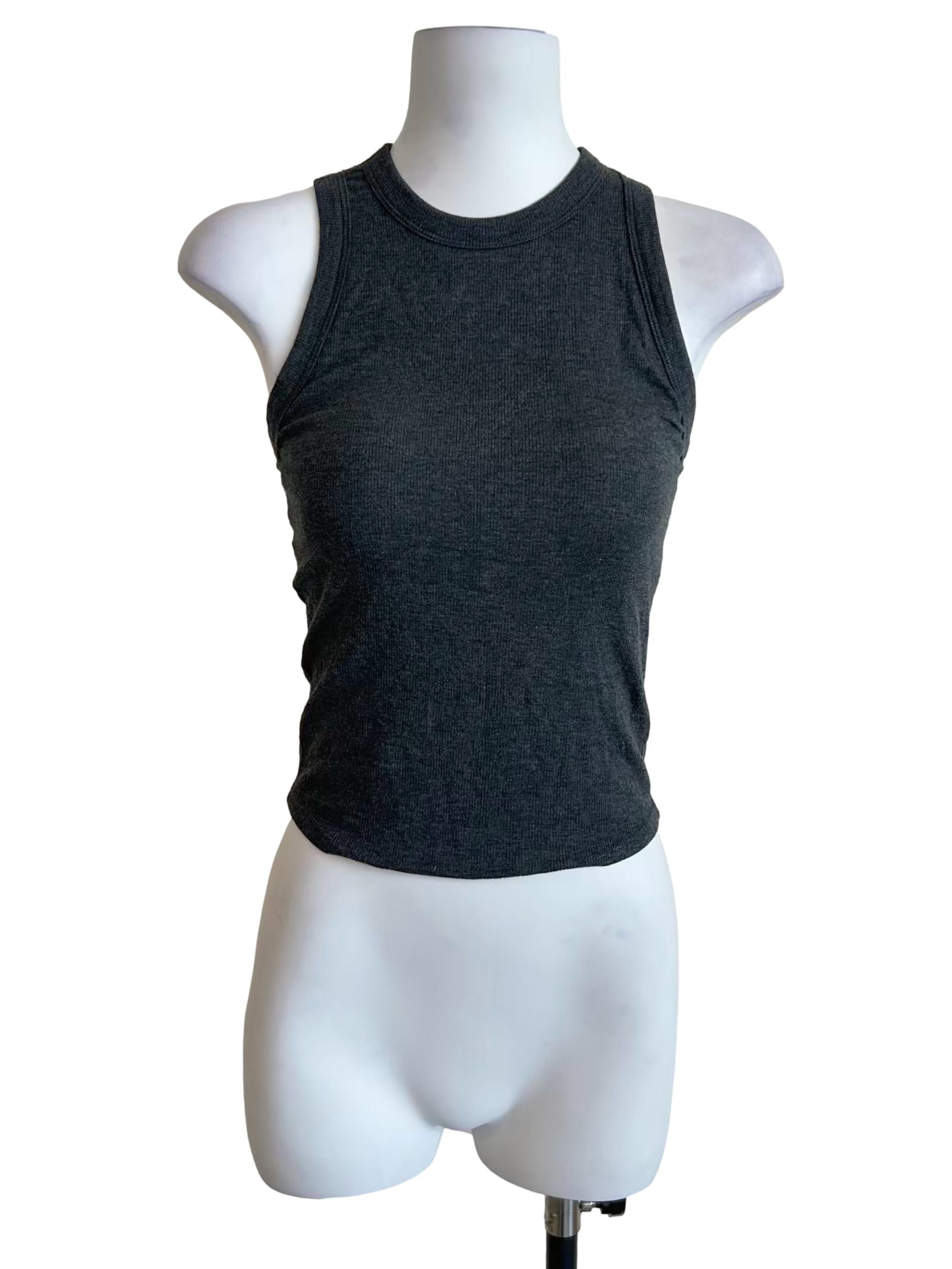 Dark Grey High Neck Ribbed Tank
