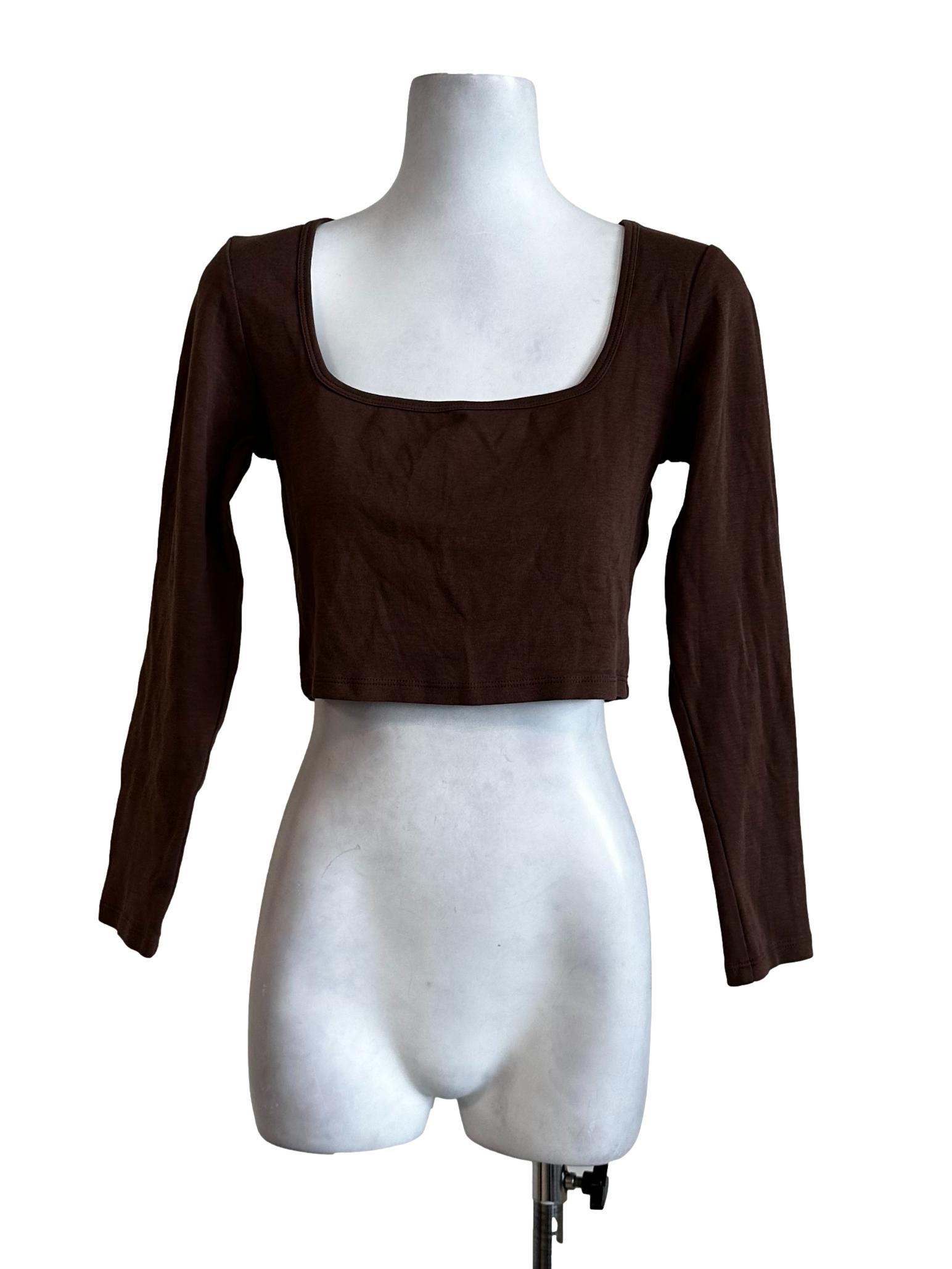 Mocha Brown Plain Crop Top