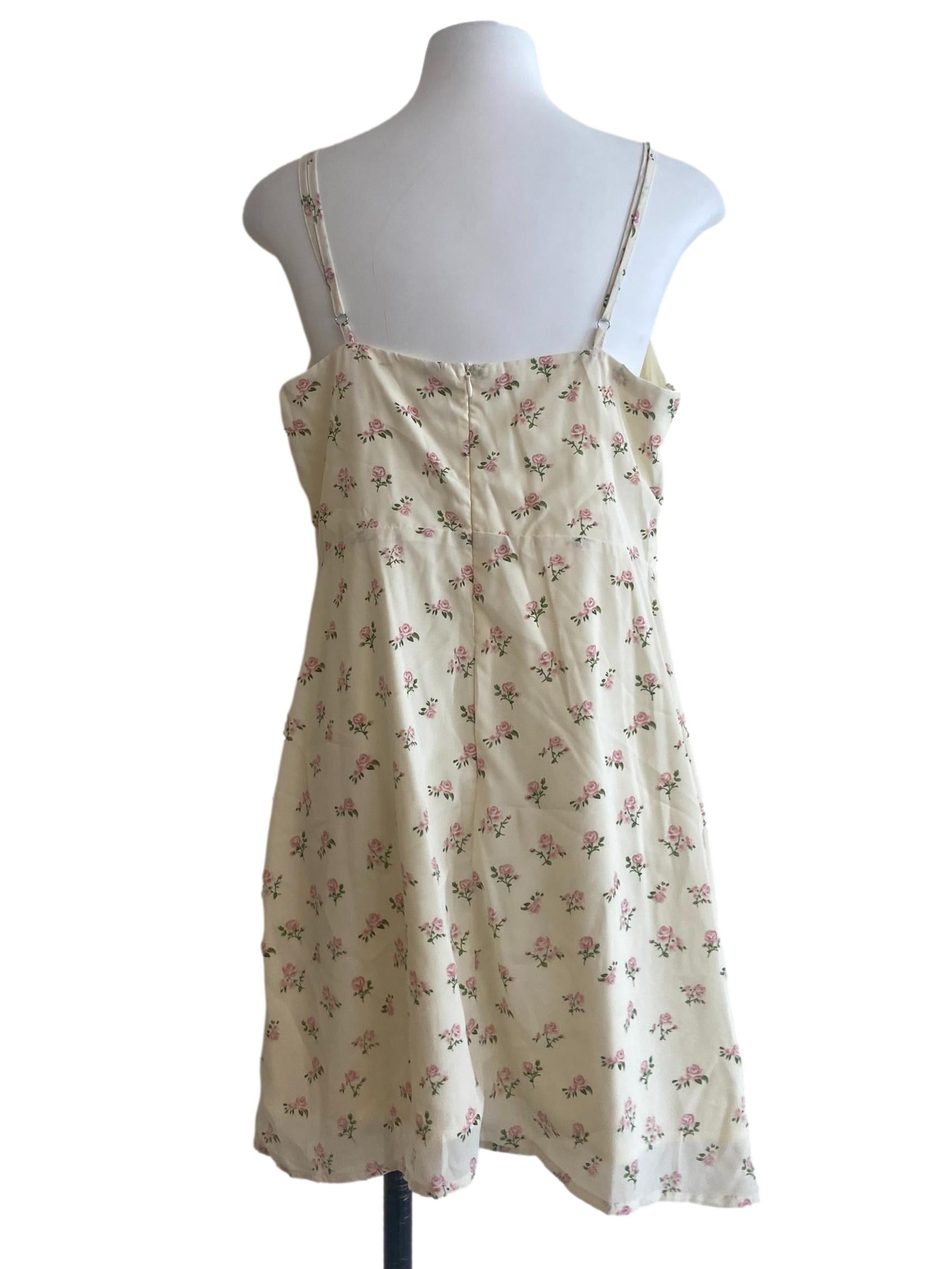 Cream Floral Apron Dress
