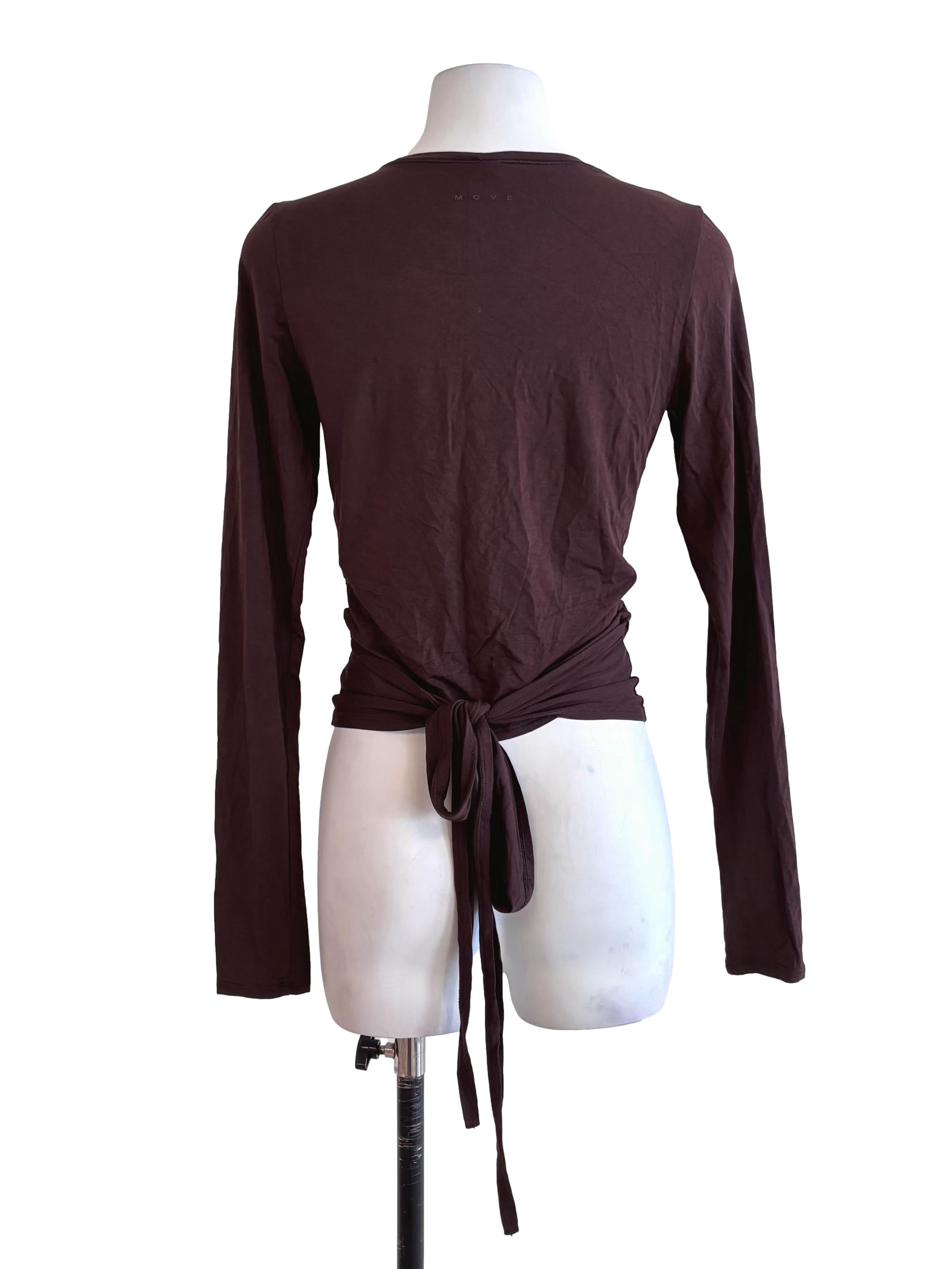 Warm Brown Sports Wrap Top