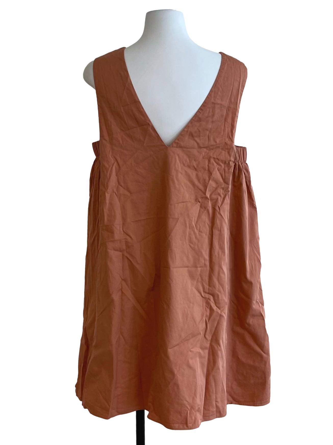 V-Back Gathered Shift Dress OSN