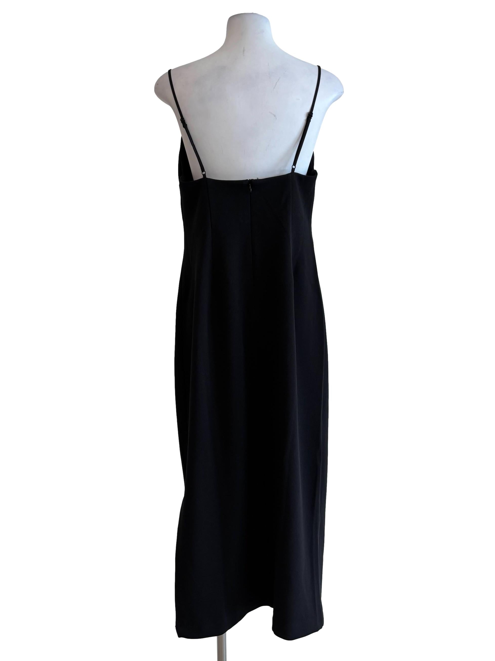 Rich Black Spaghetti Strap Slip Dress