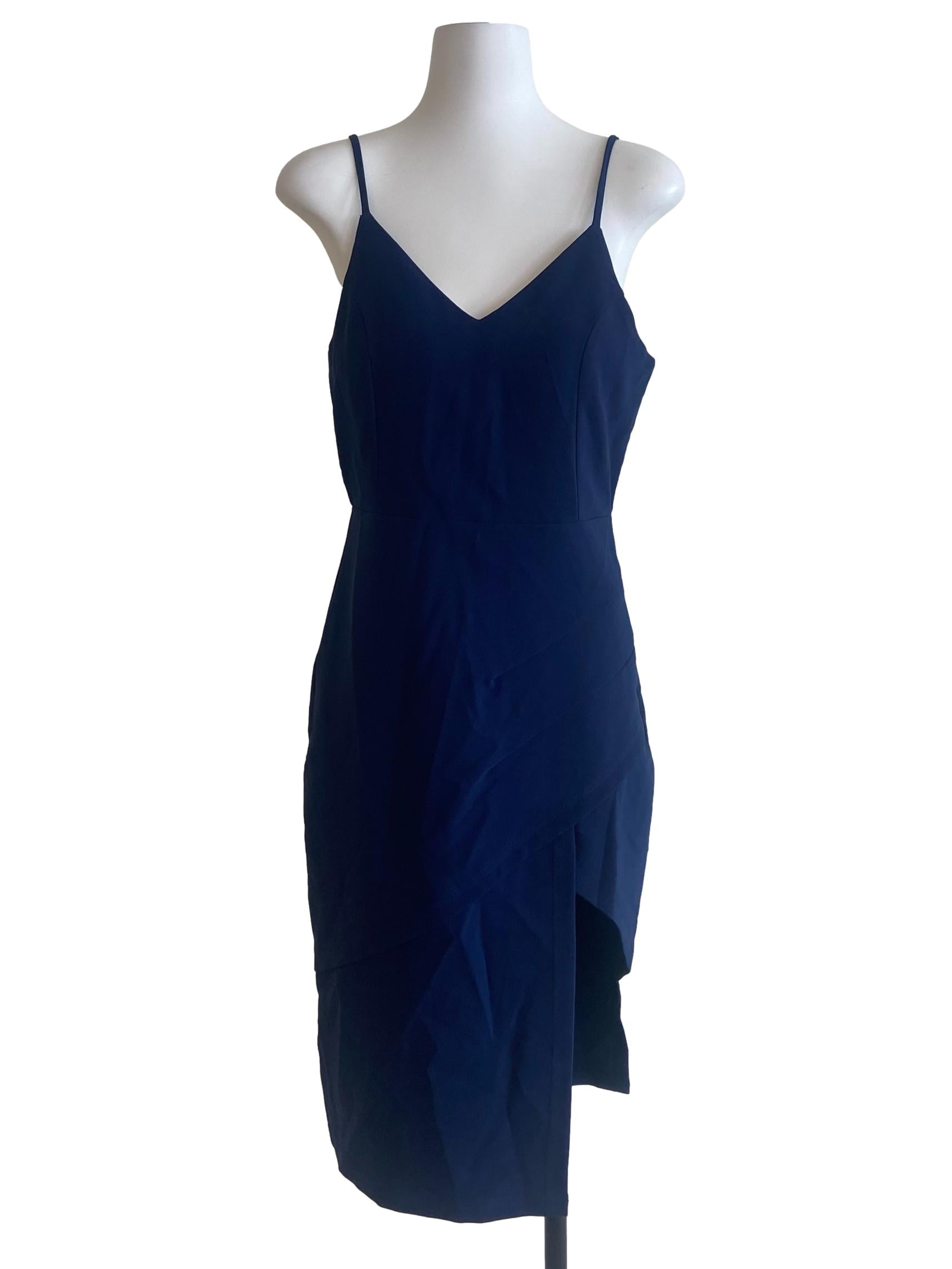 Navy Blue Asymmetric Shift Dress