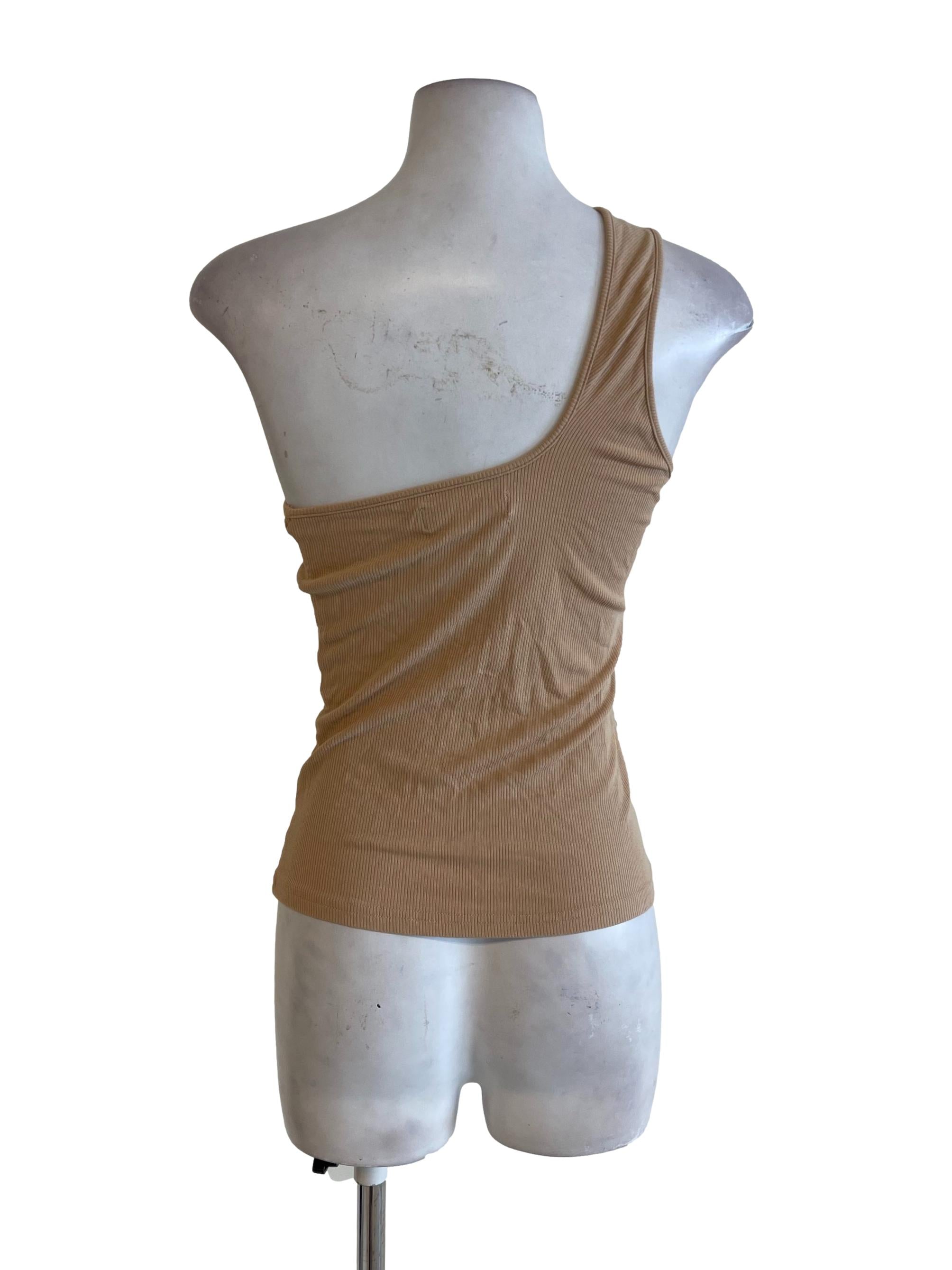 Brown Peanut One Shoulder Fitted Top