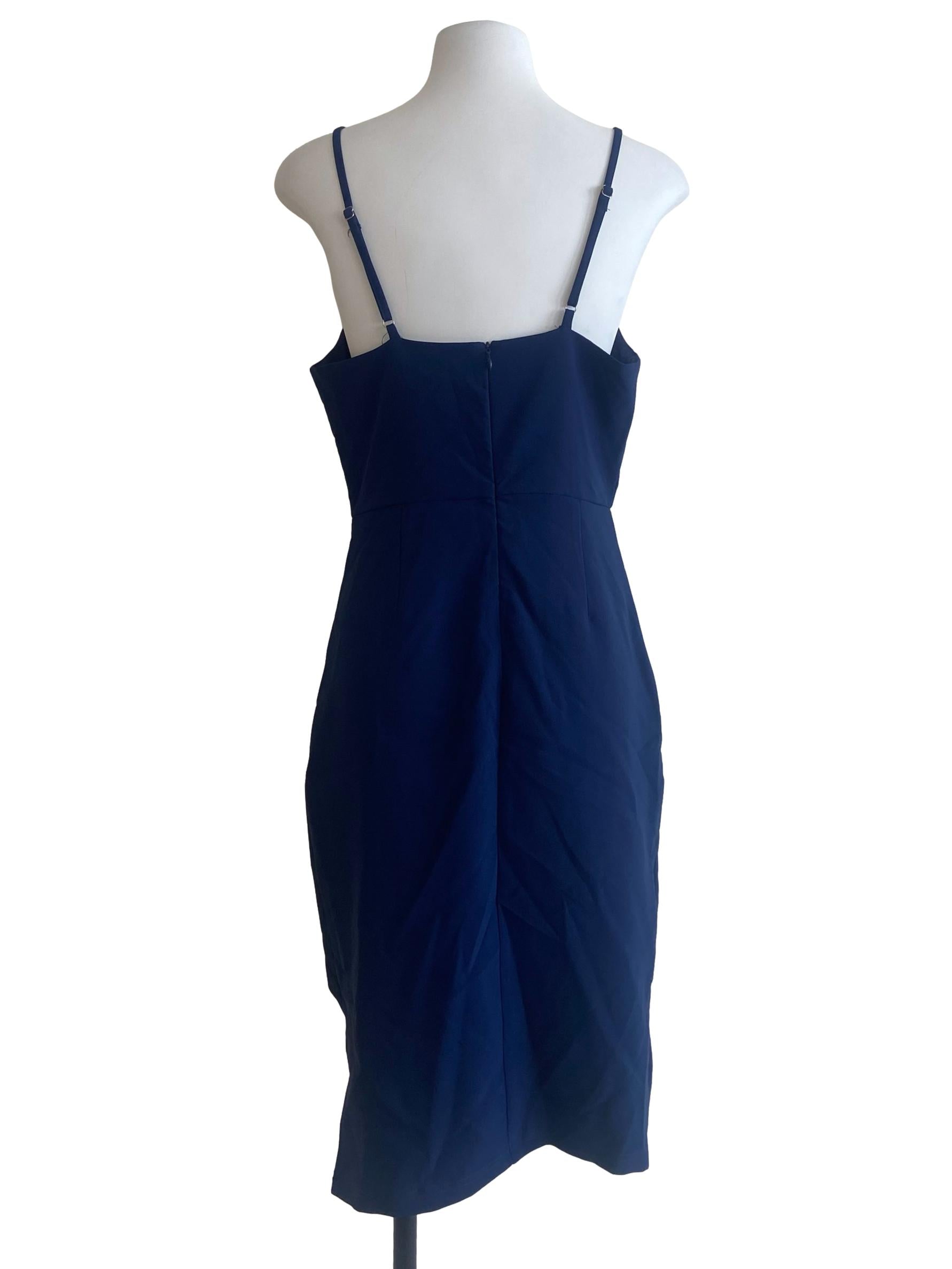 Navy Blue Asymmetric Shift Dress