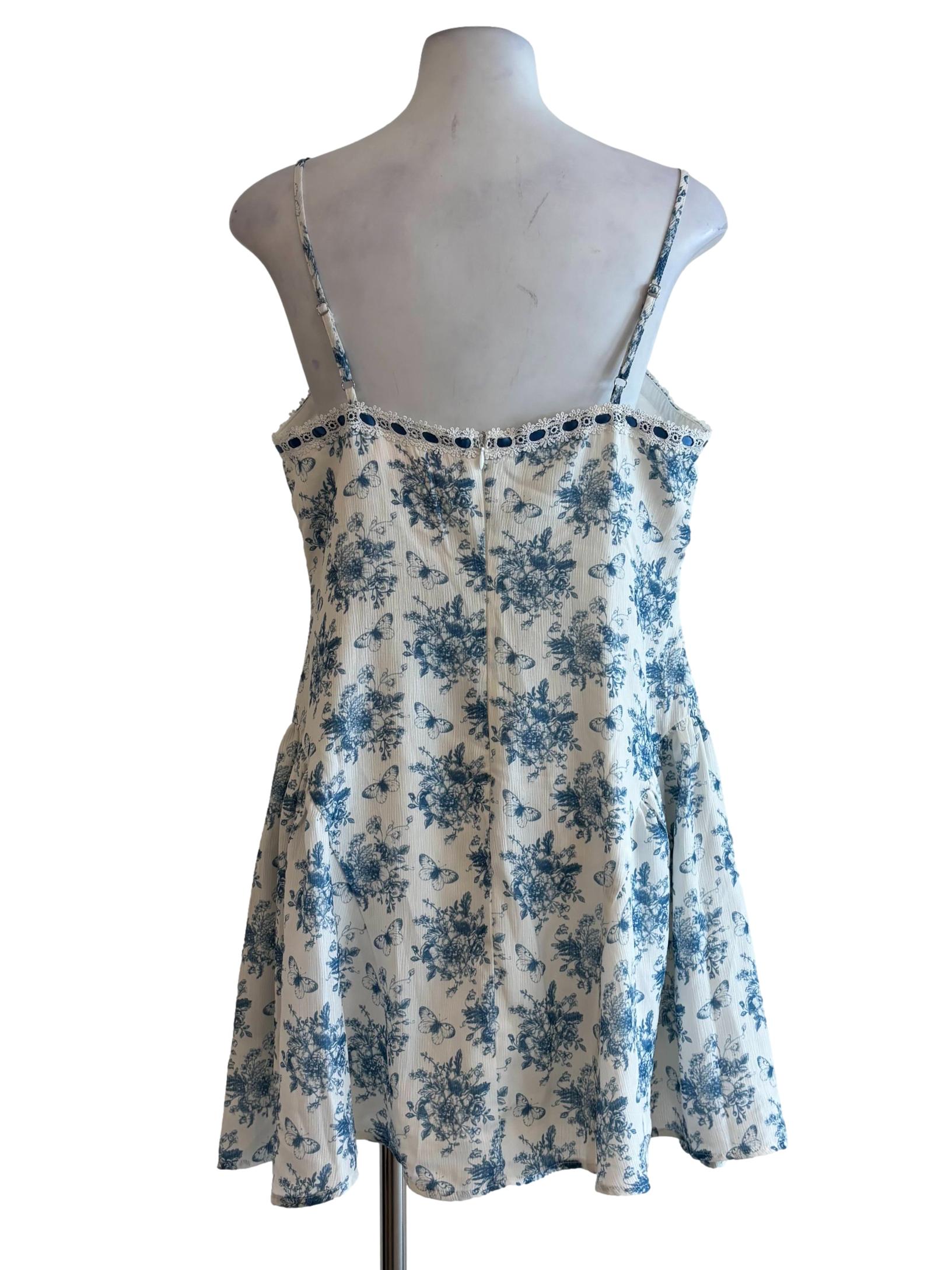 Powder White Blue Floral Dress