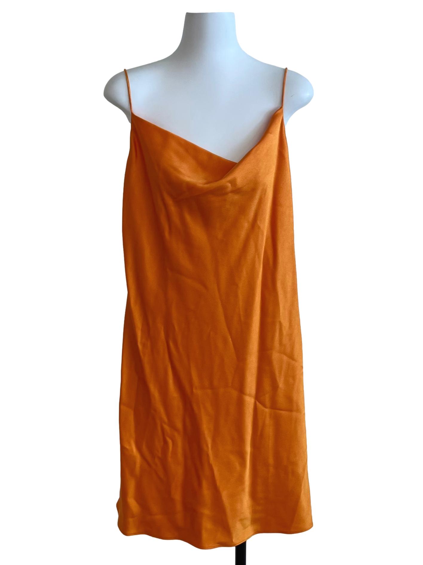 Orange Cowl Neck Mini Dress