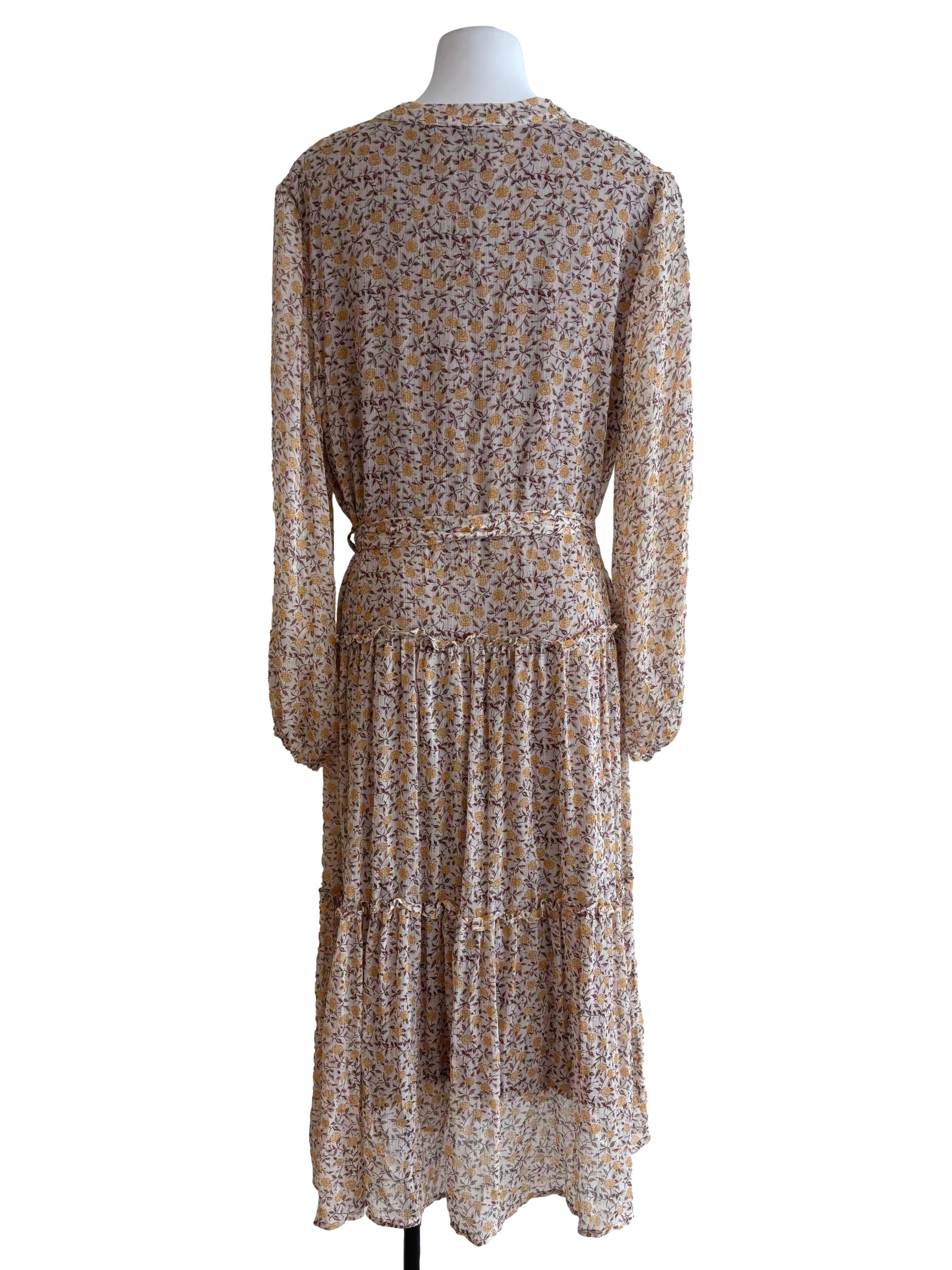 Sepia Brown Floral Tier Dress