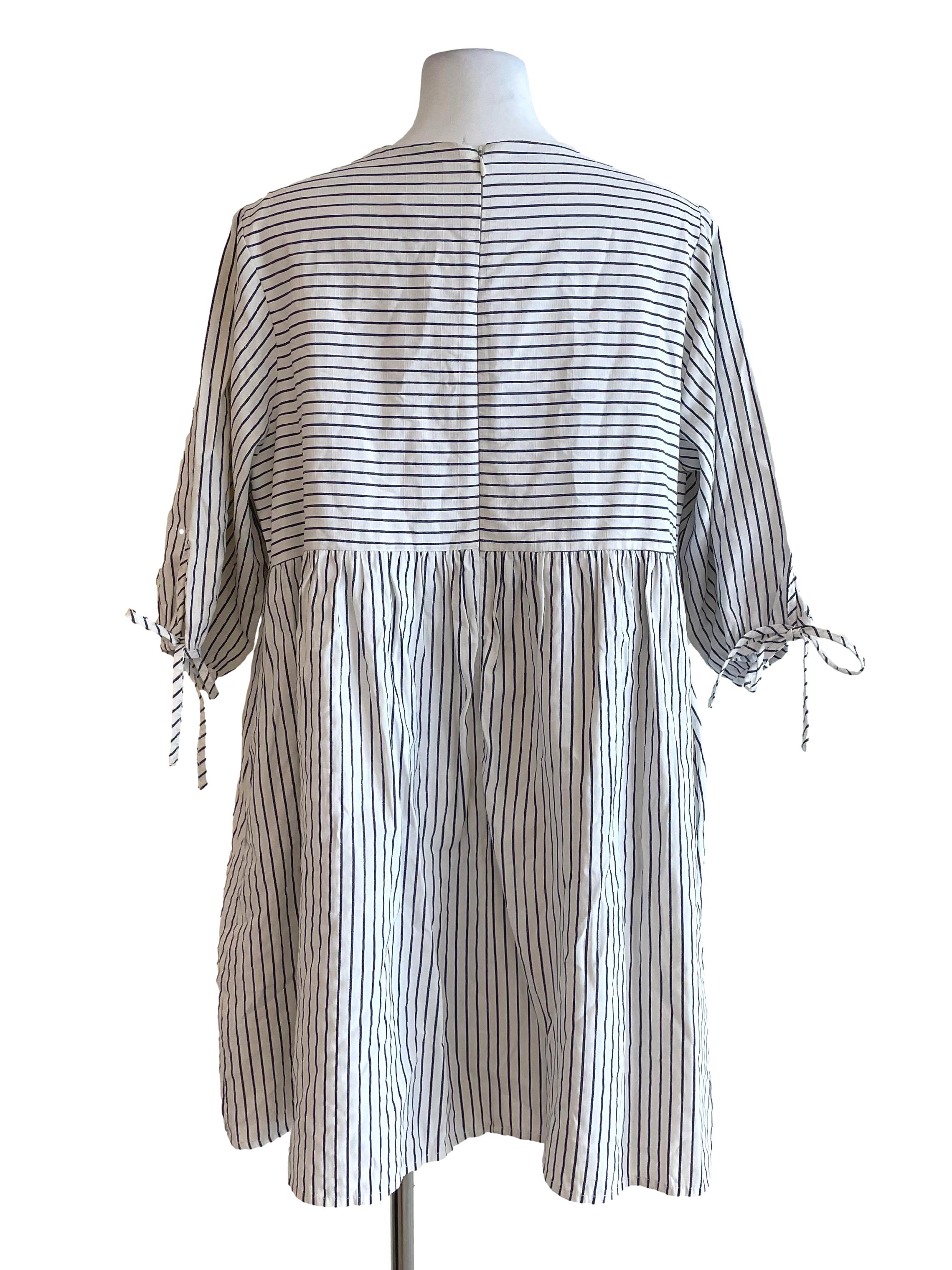 White Shadow Stripe Babydoll Dress