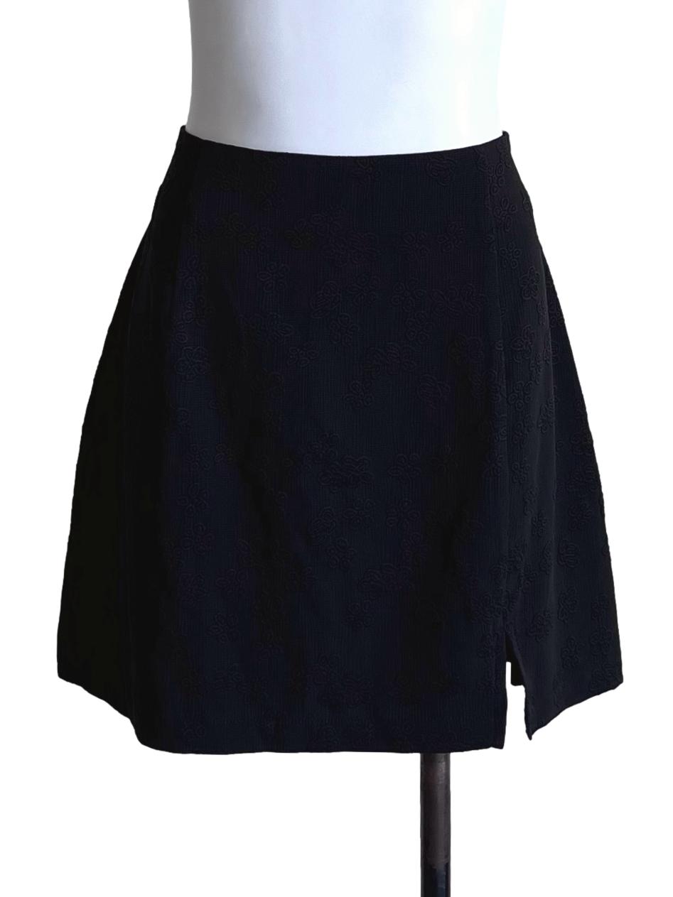 Ink Black Floral A Line Skirts