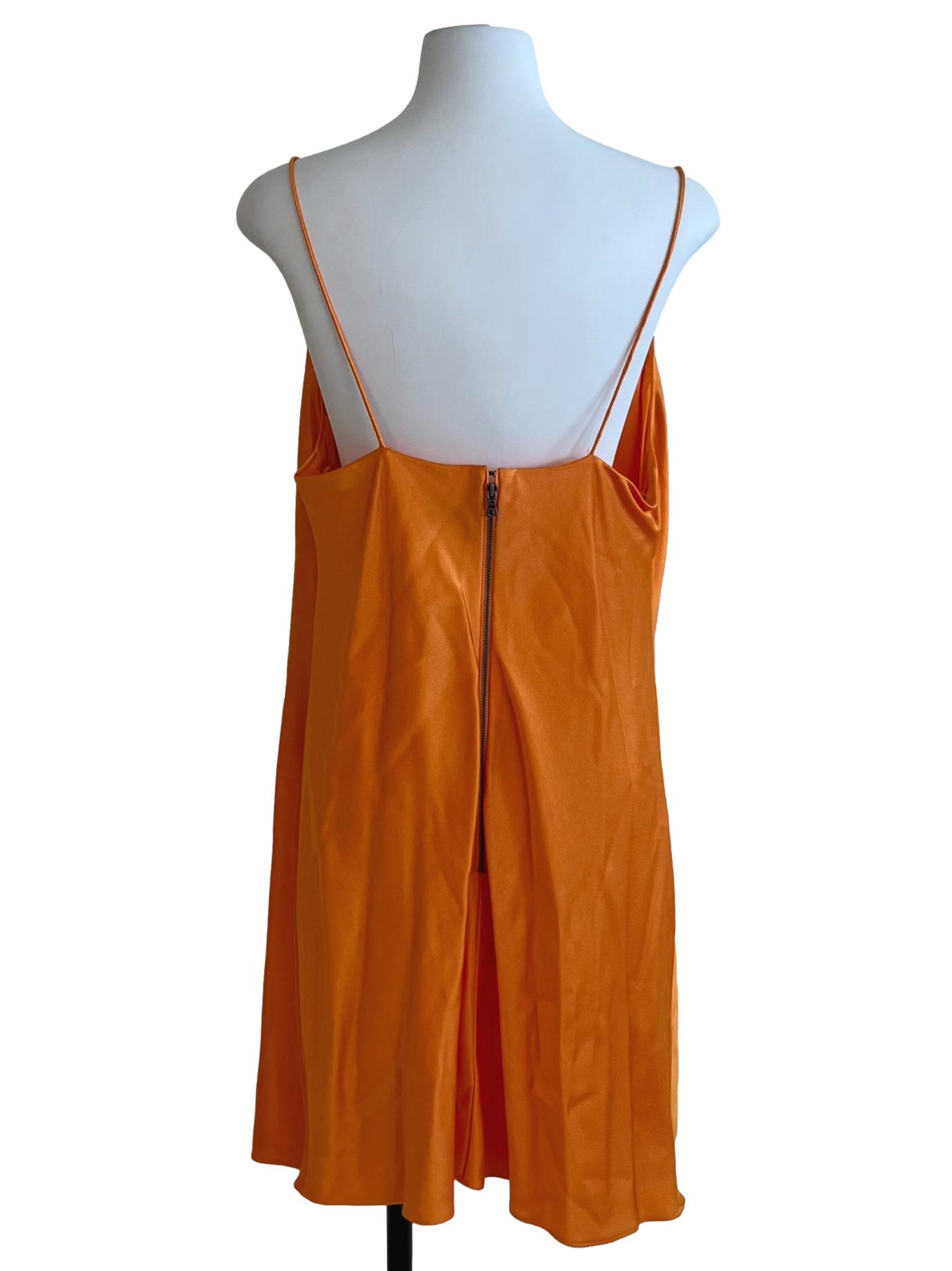 Orange Cowl Neck Mini Dress