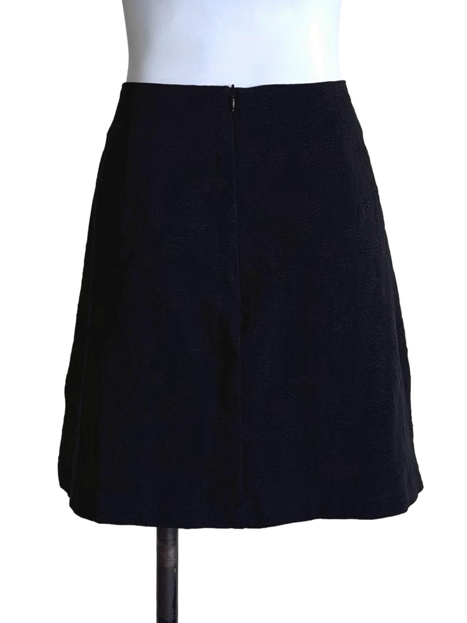 Ink Black Floral A Line Skirts