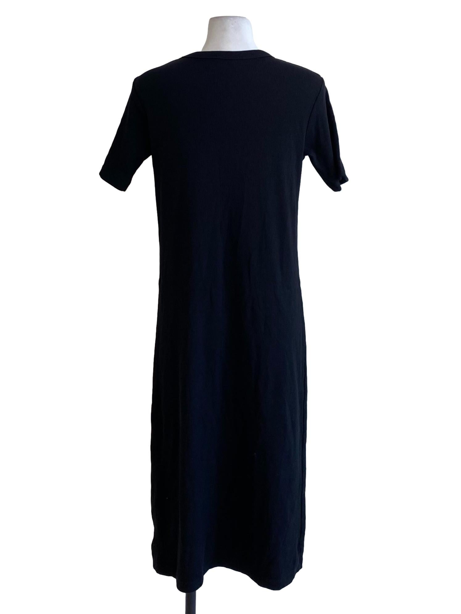 Rich Black Knitted Round Neck Short Sleeve Shirt Dress