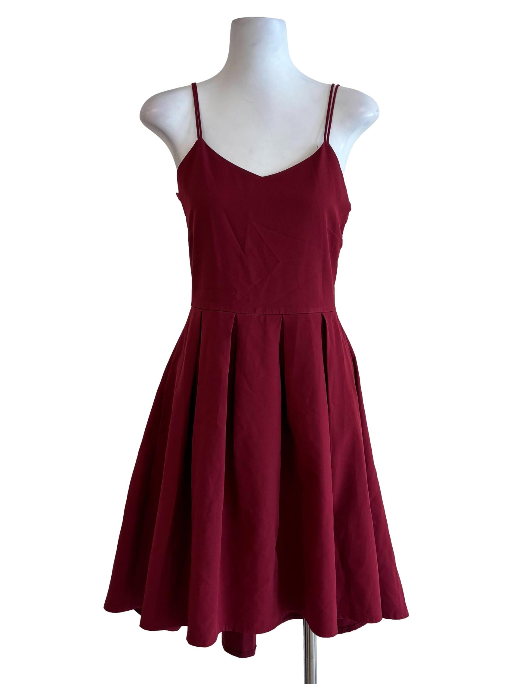 Crimson Red Double Strap Flare Dress