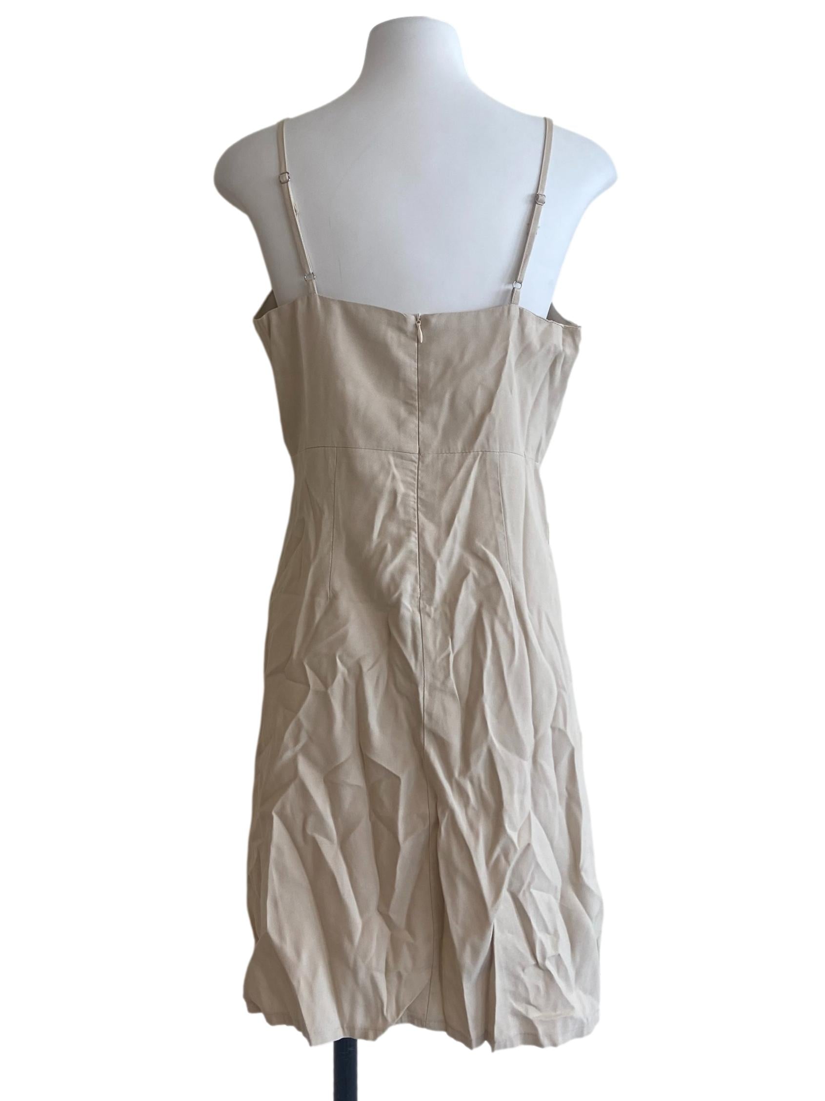 Beige Herringbone Apron Dress