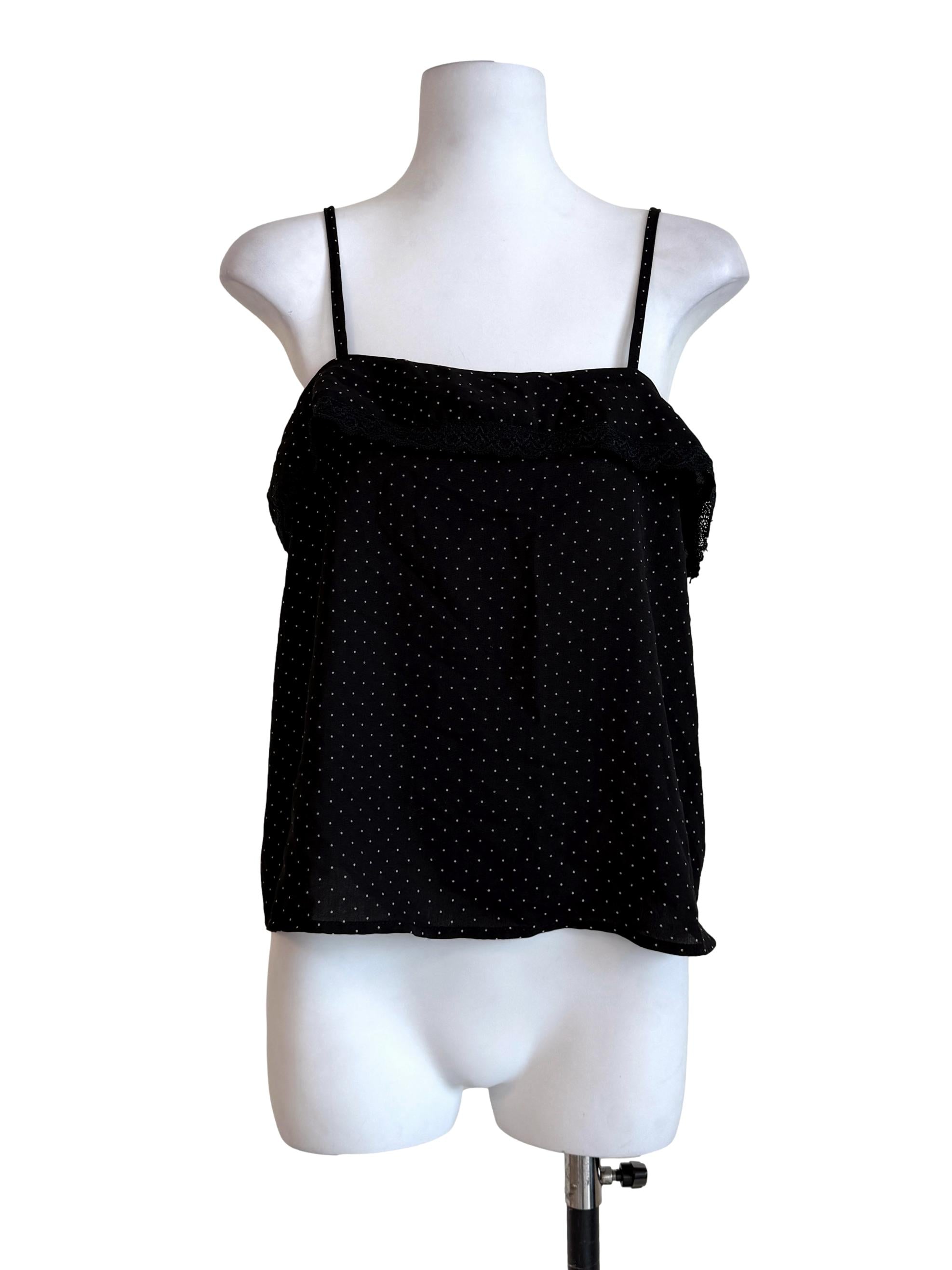 Black Polkadot Lace Top