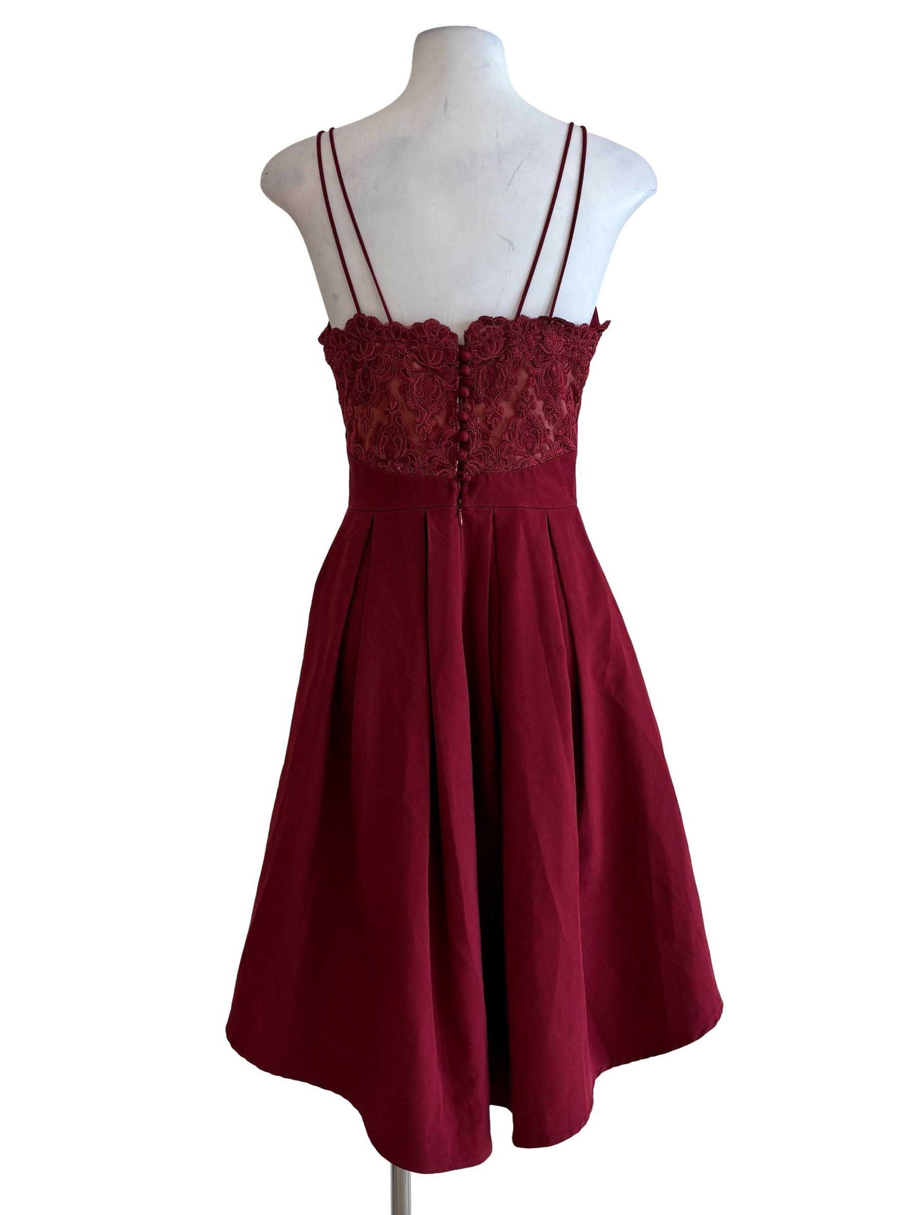 Crimson Red Double Strap Flare Dress