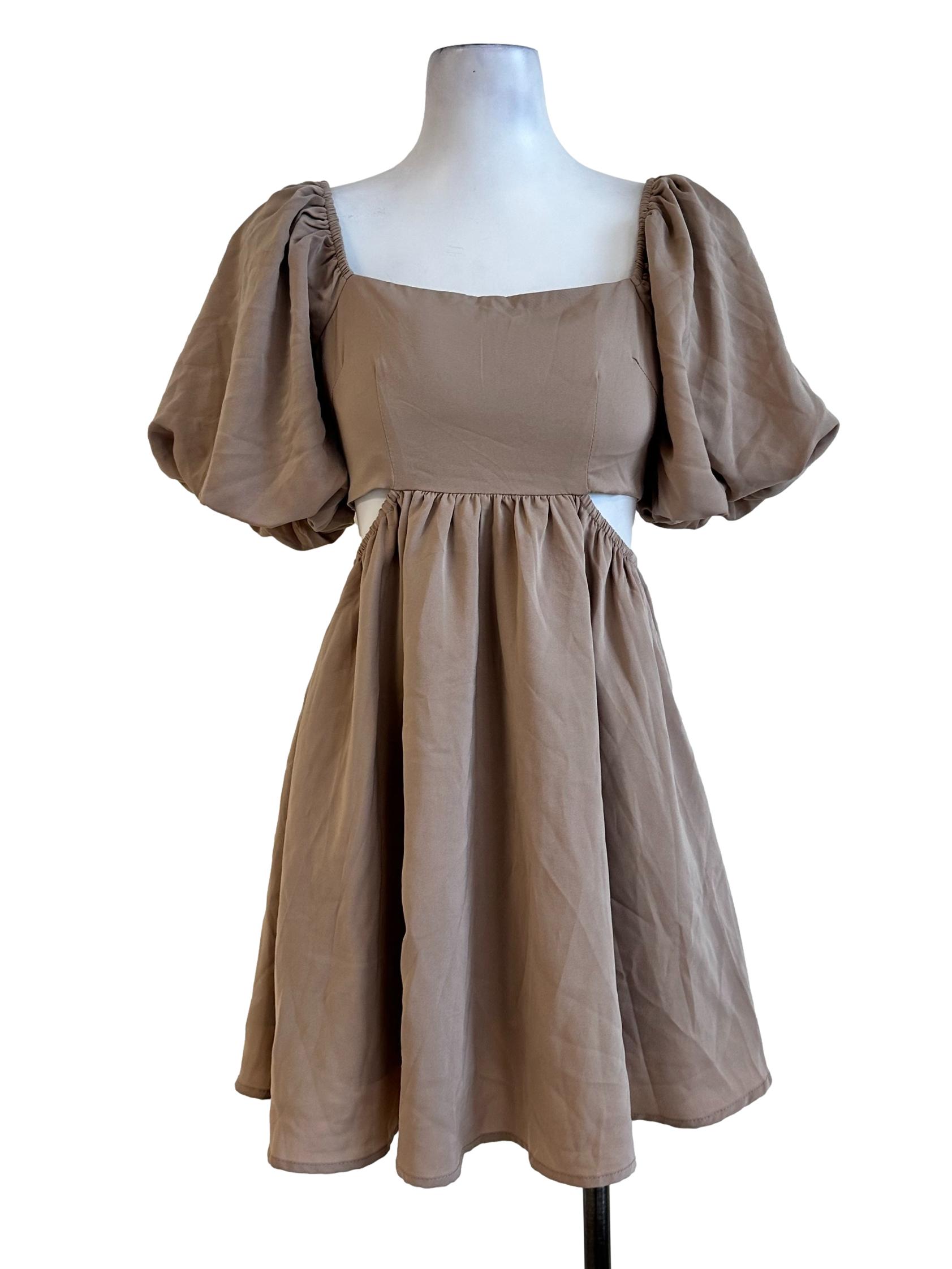 Hazelnut Beige Padded Mini Dress