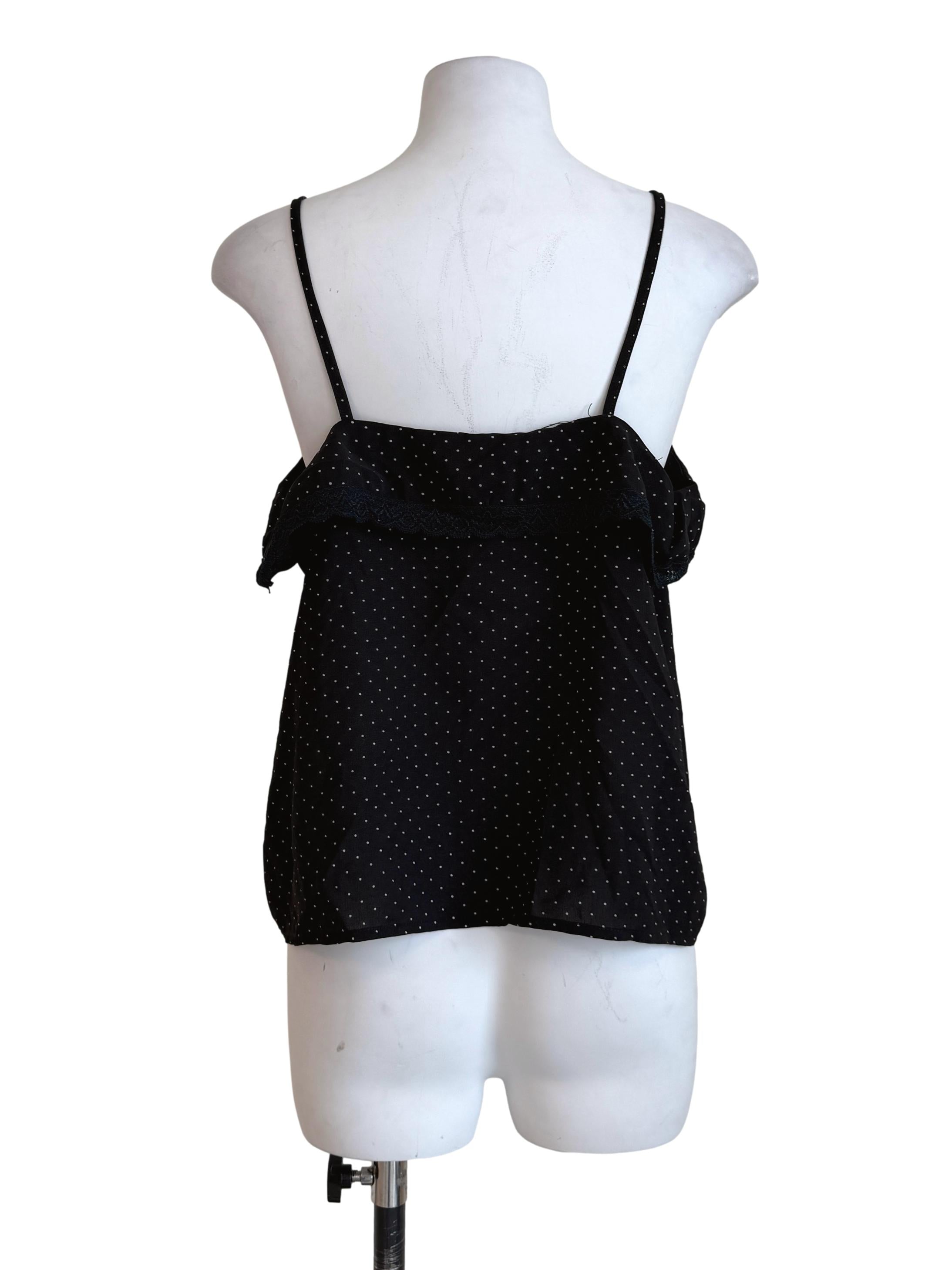 Black Polkadot Lace Top