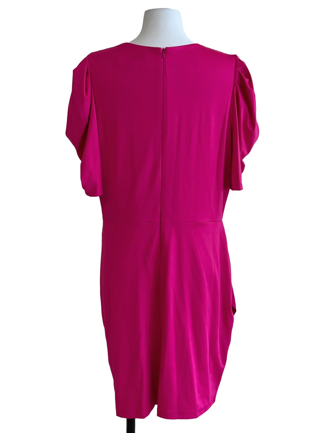 Fuchsia Pink Jewel Neckline Empire Dress