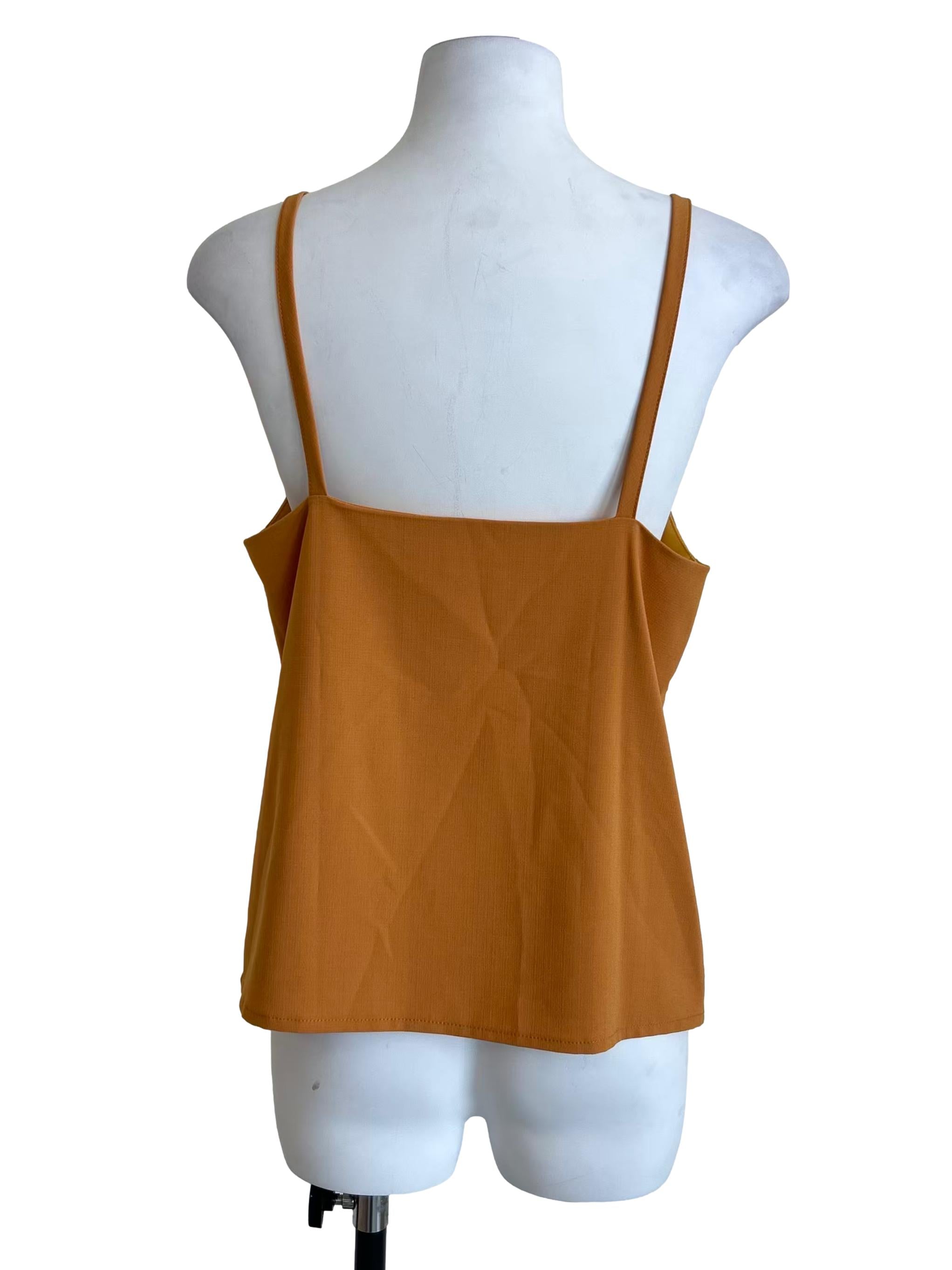 Gold Yellow Ring Strap V-Neck Cami Top