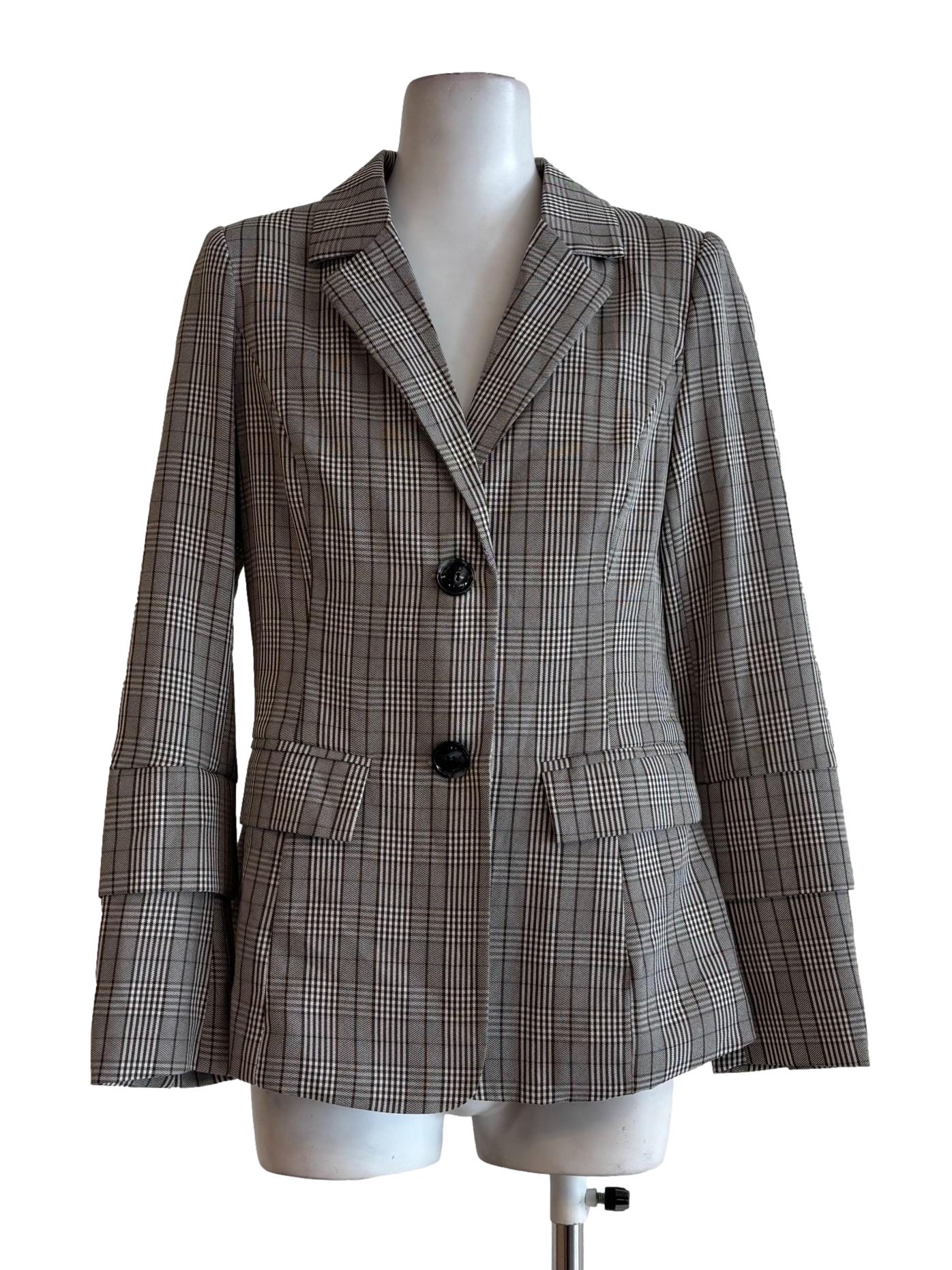 Brownish Grey Plaid Blazer