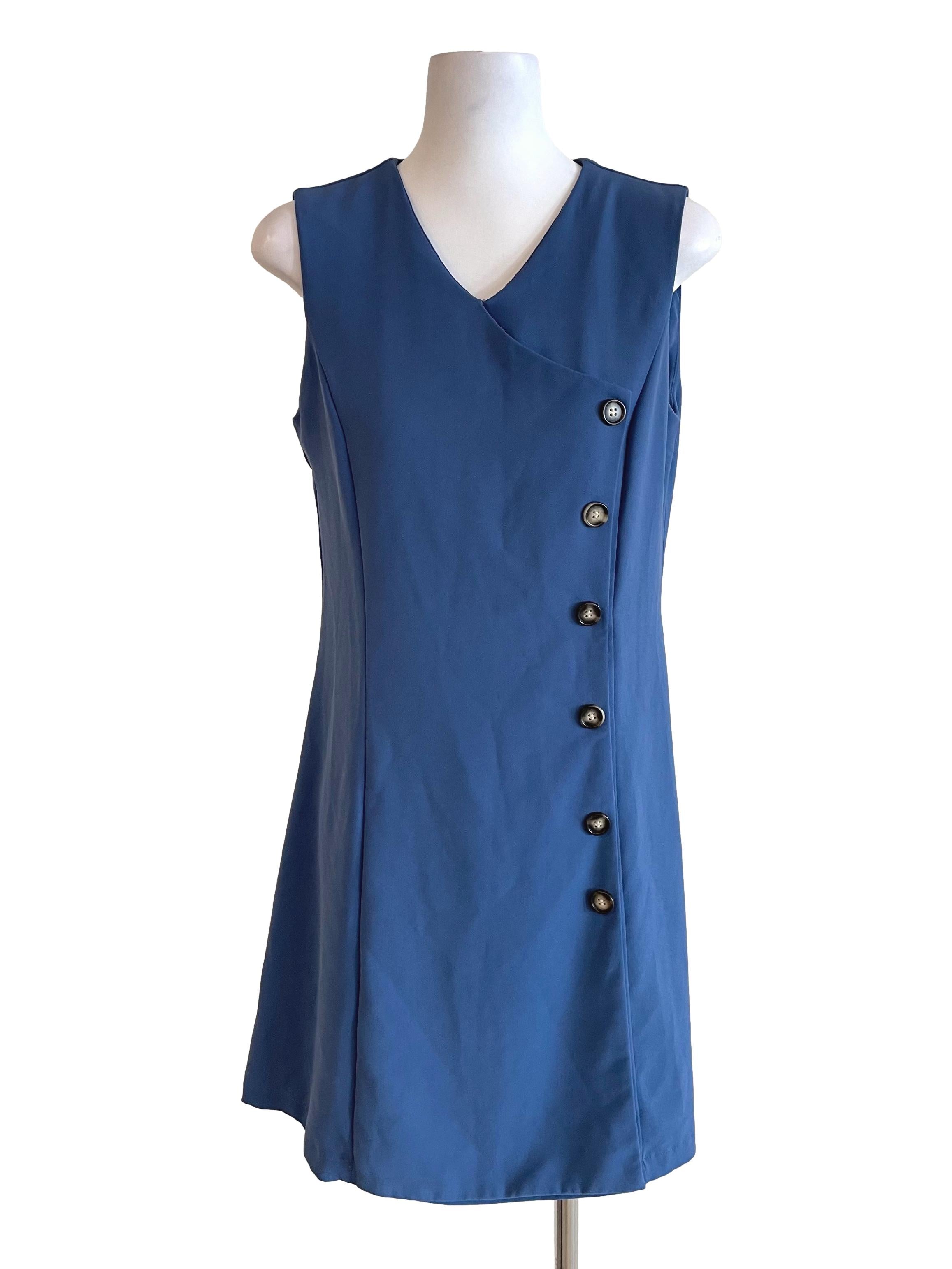 Blue Panelled Slip Dress