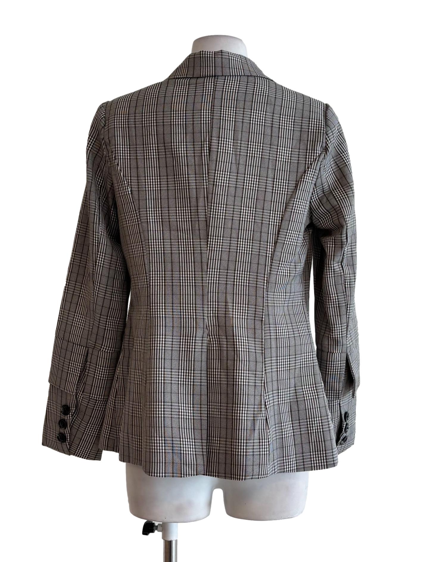 Brownish Grey Plaid Blazer