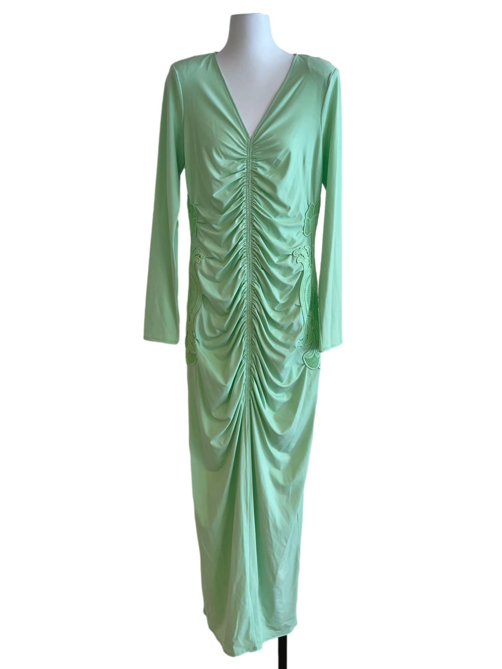 Mint Green V-Neckline Sheath Dress